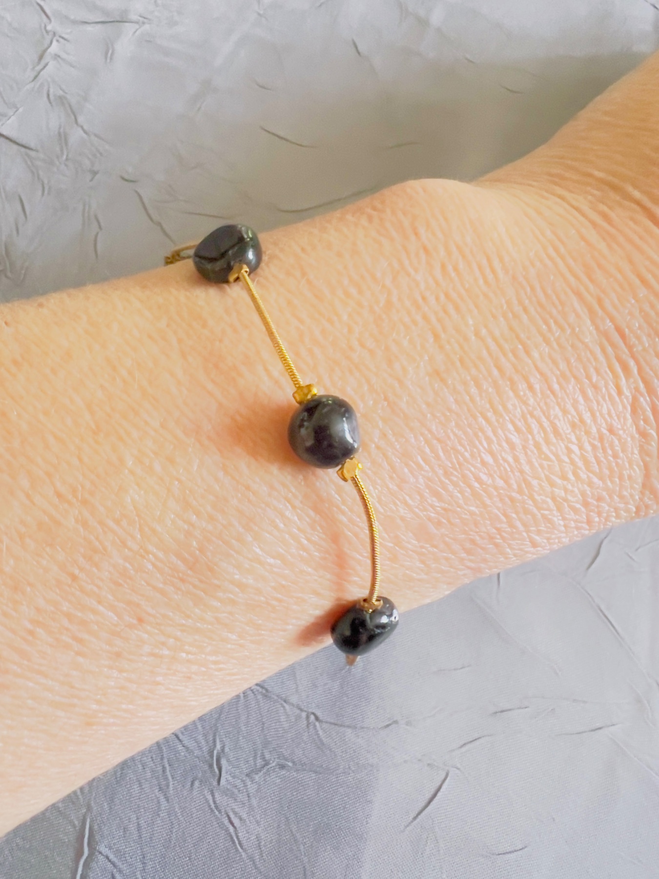Bracelet acier inoxydable doré Onyx  3