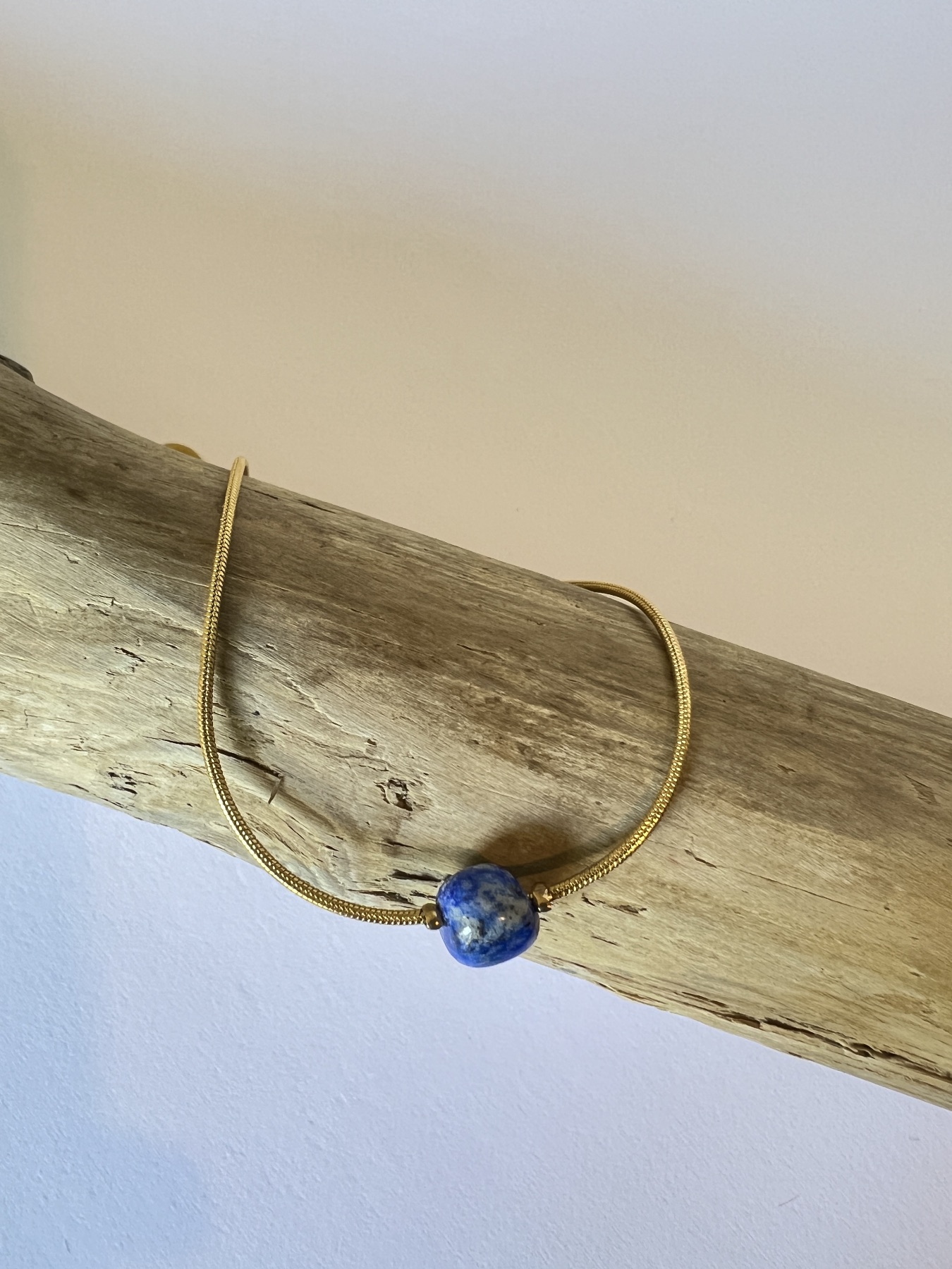 Bracelet acier inoxydable doré Lapis Lazulli 