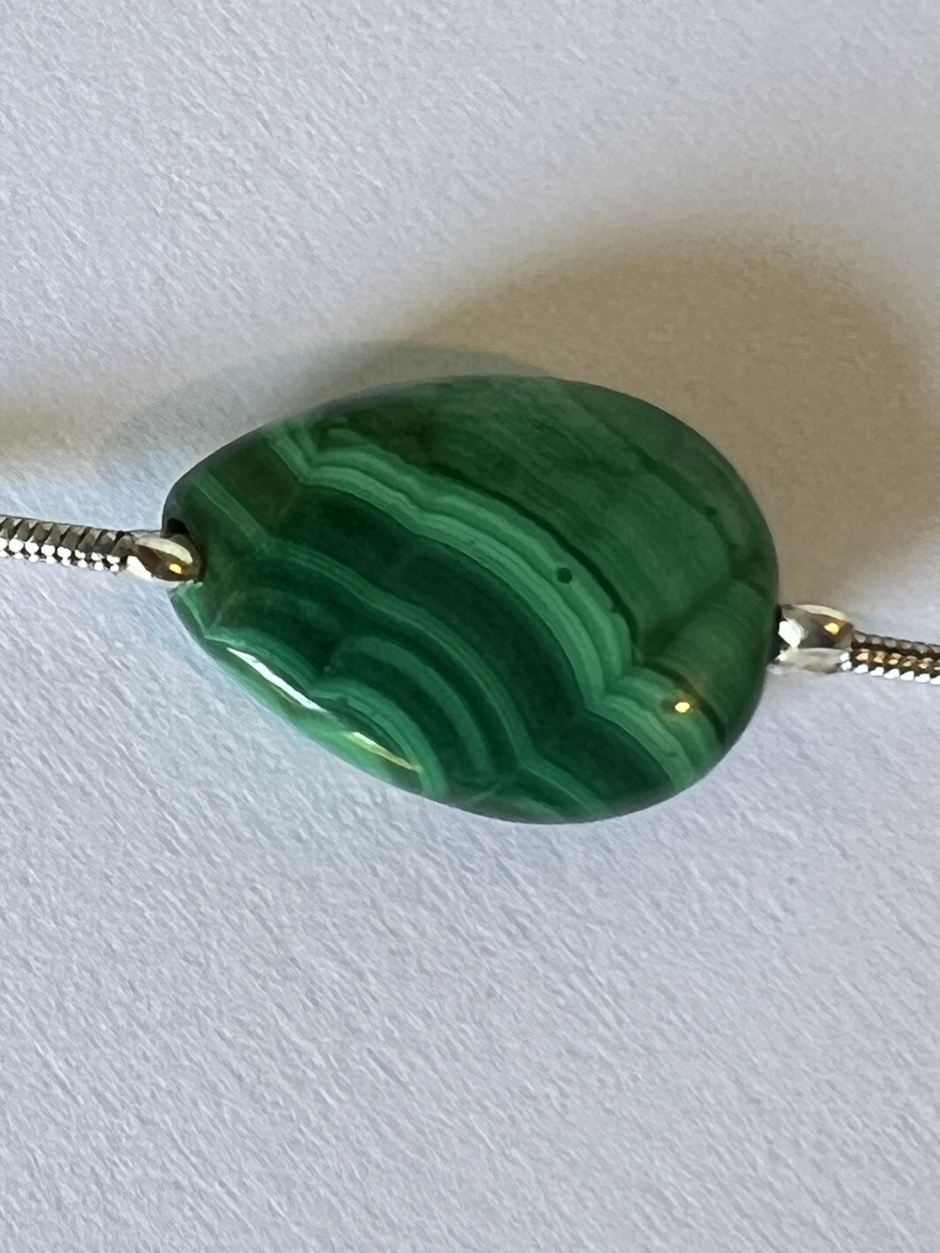 Bracelet acier inoxydable argenté malachite  2