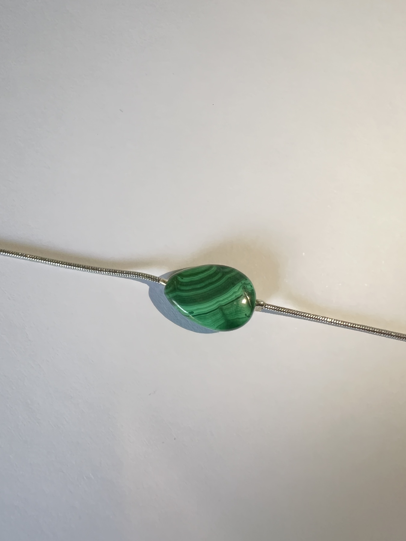 Bracelet acier inoxydable argenté malachite  3