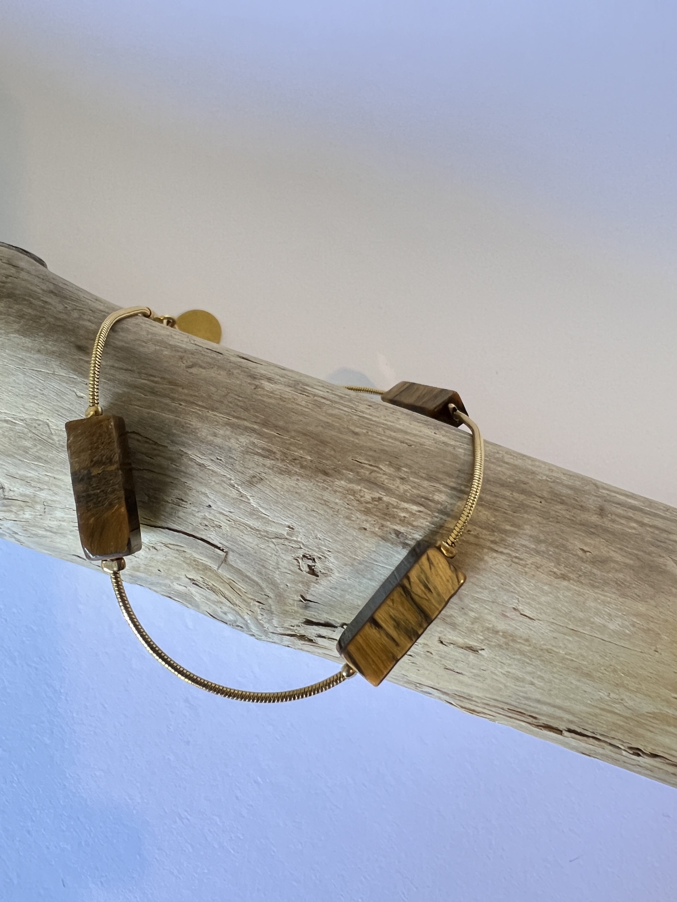 Bracelet acier inoxydable doré oeil de tigre 