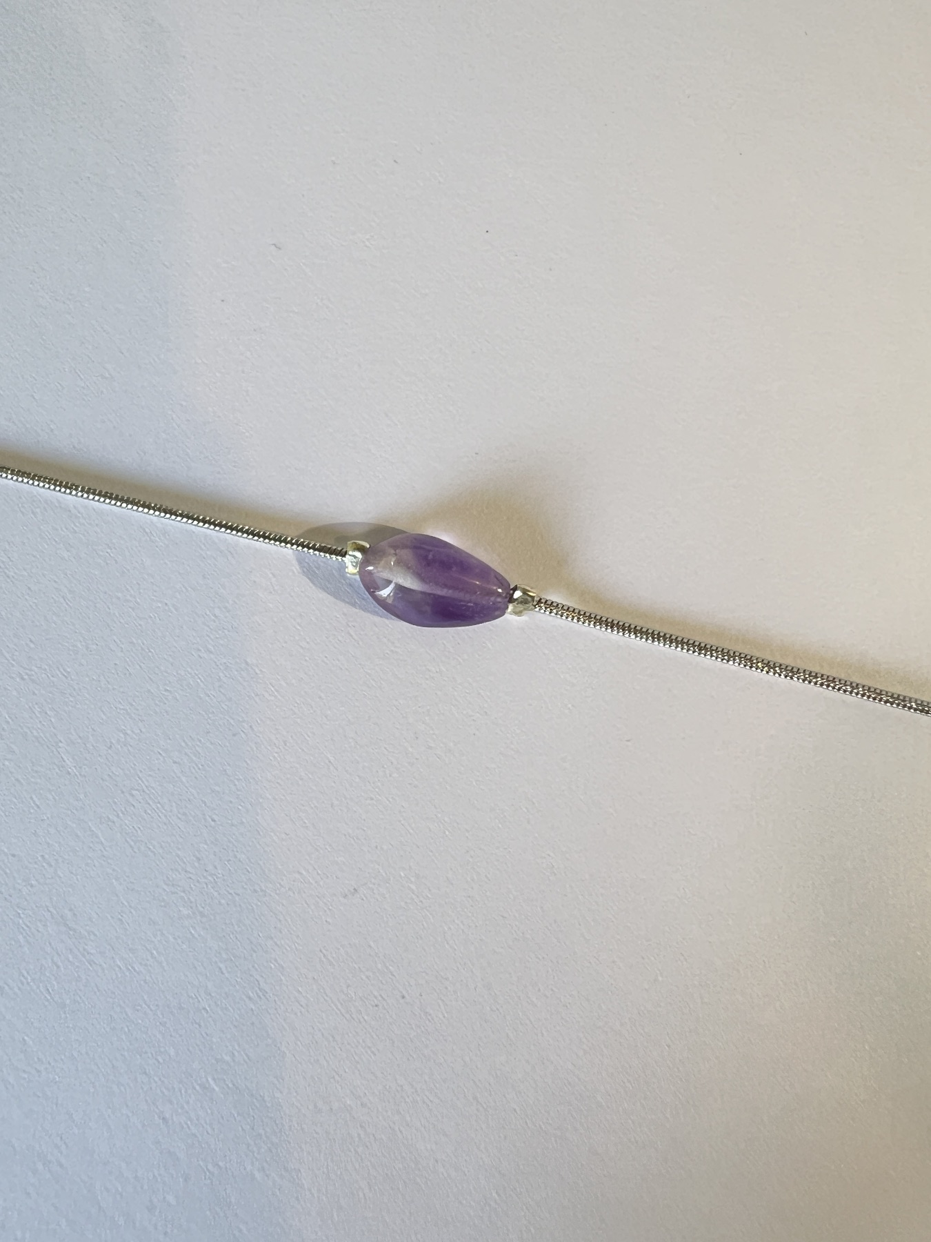 Bracelet acier inoxydable argenté améthyste  2