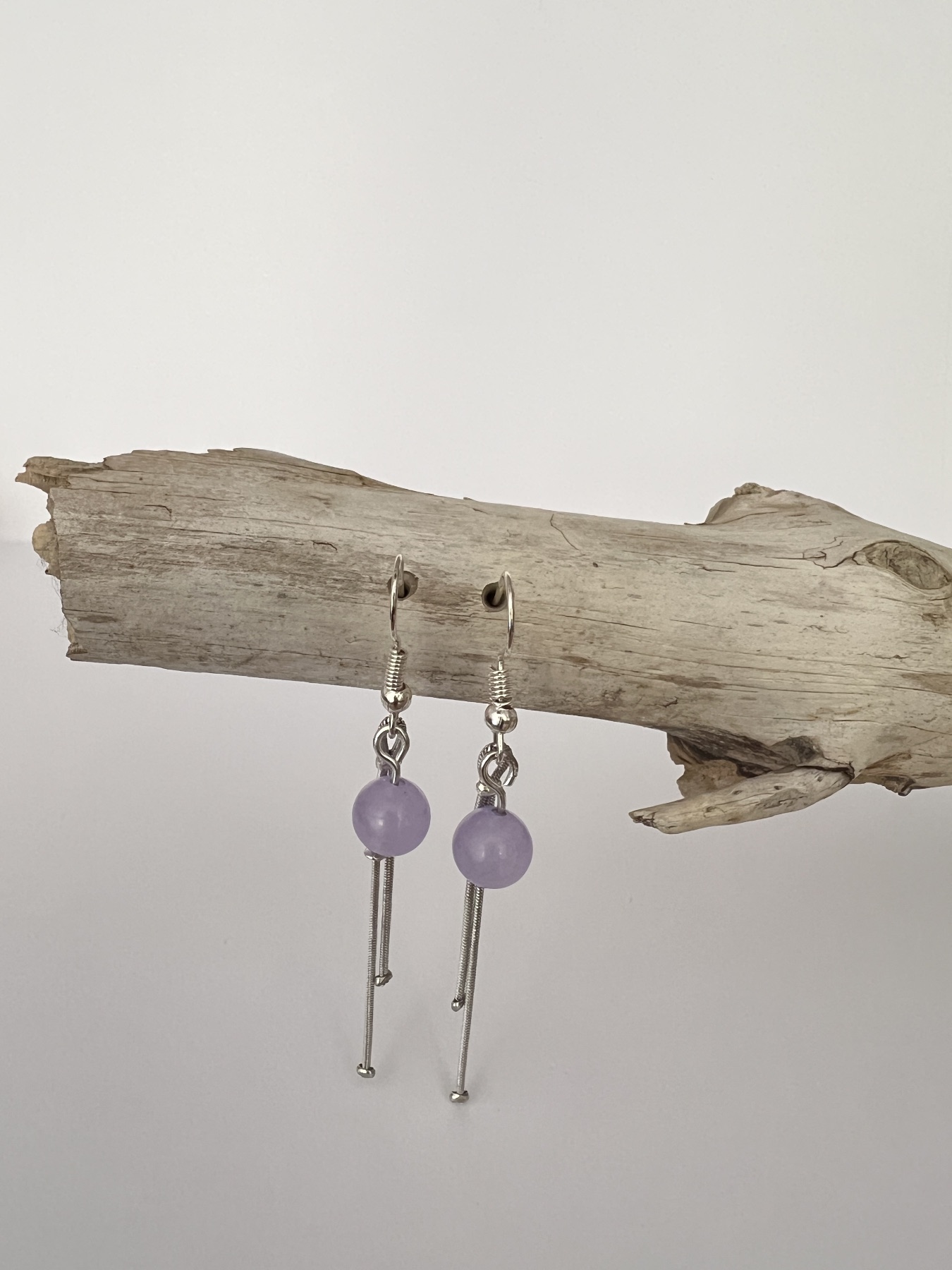Boucles d'oreilles argentées perles Améthyste