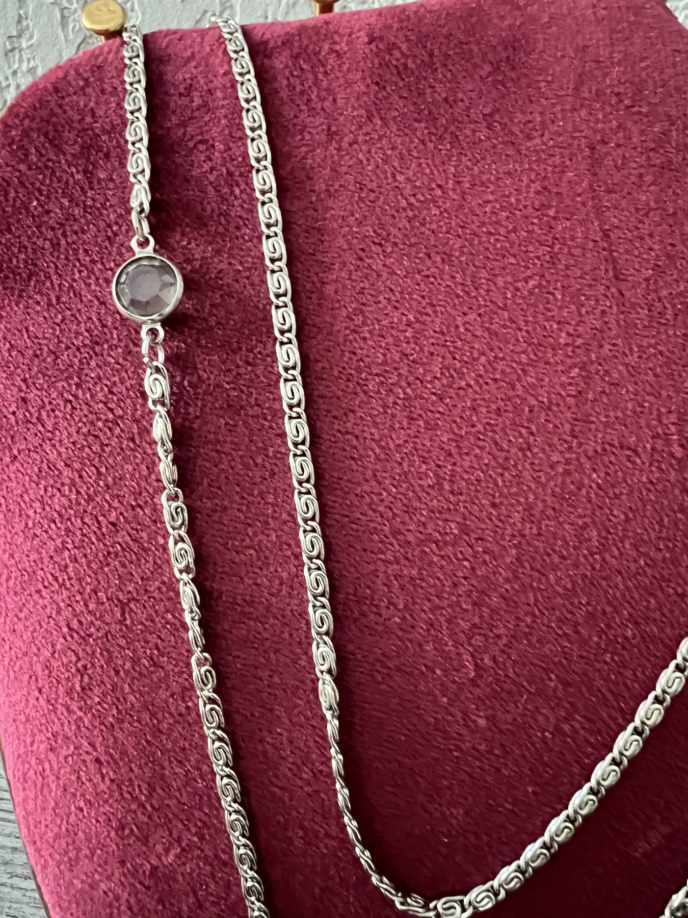 Collier sautoir argenté cabochons verre  2