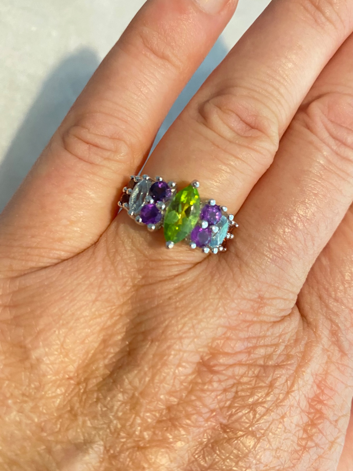 Bague argent 4 pierres naturelles