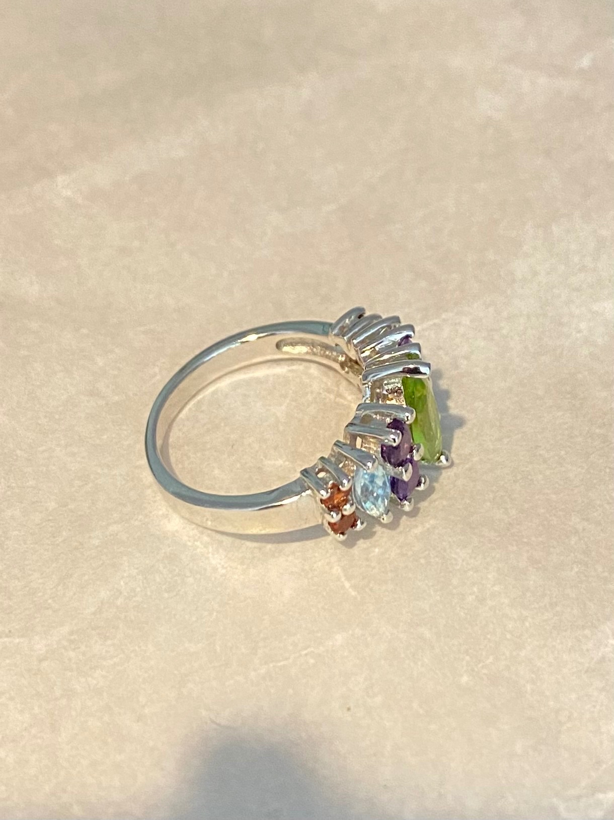 Bague argent 4 pierres naturelles  2