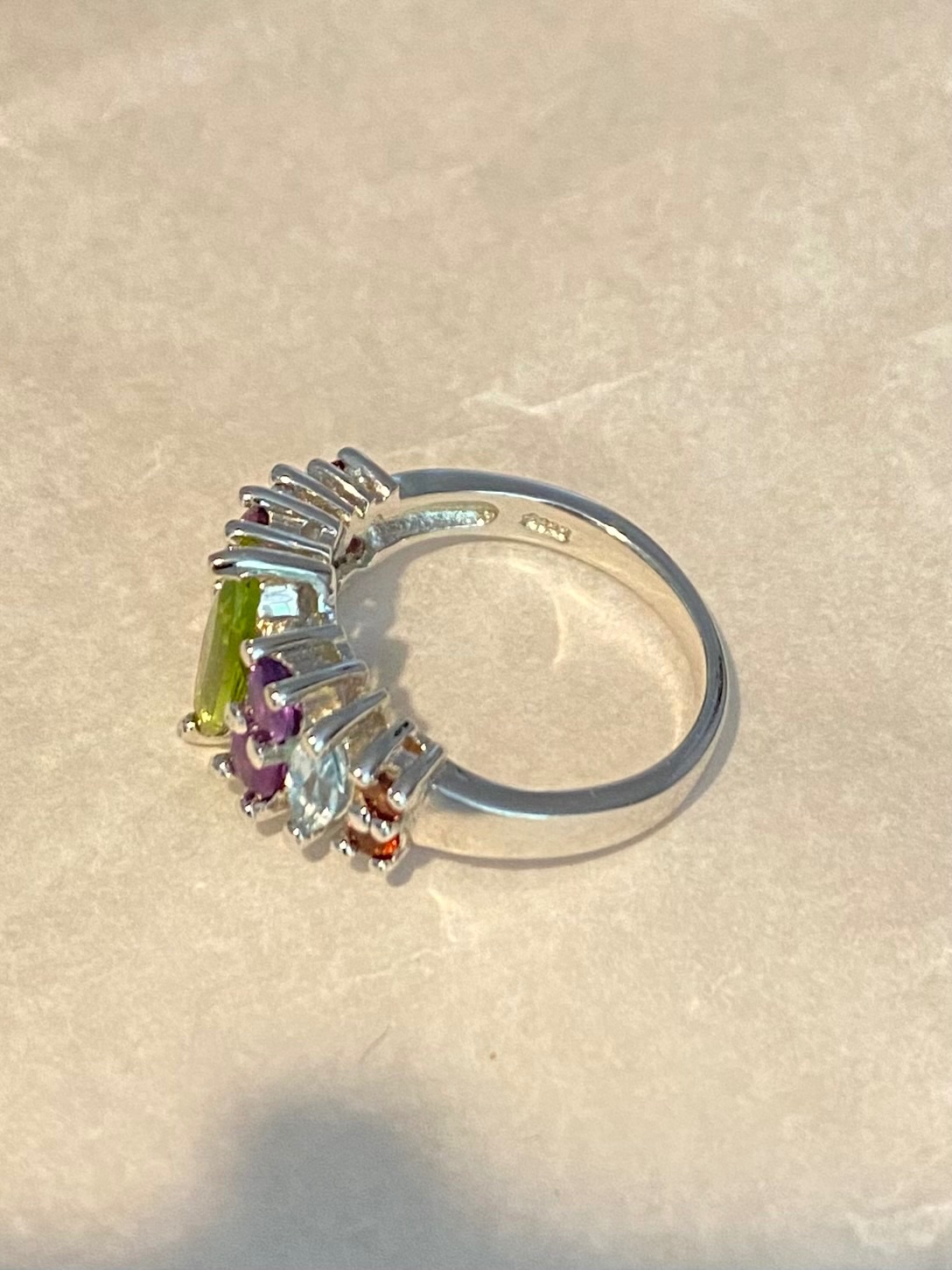 Bague argent 4 pierres naturelles  3