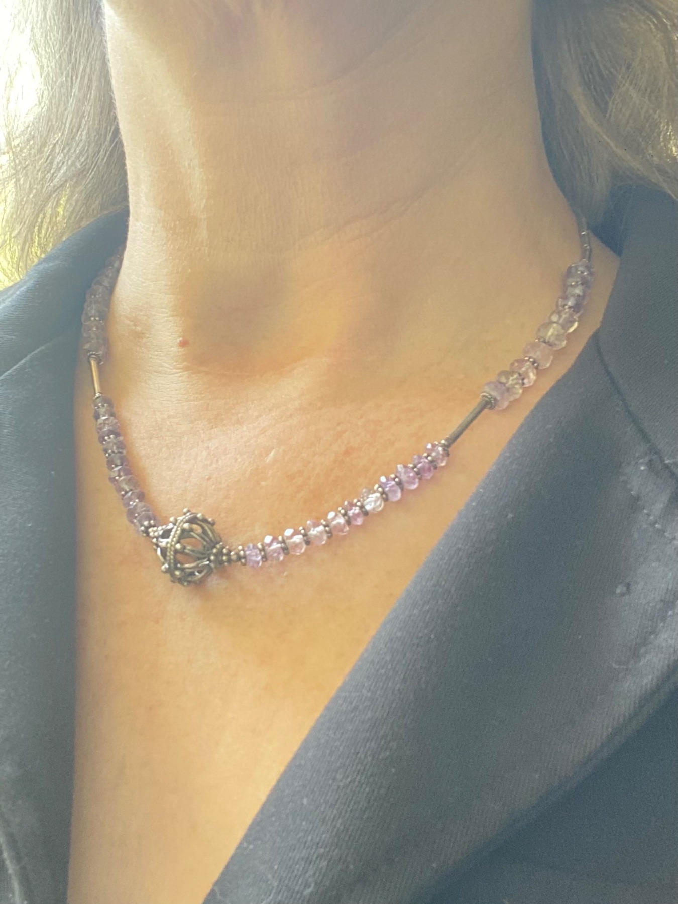 Collier argent Améthystes