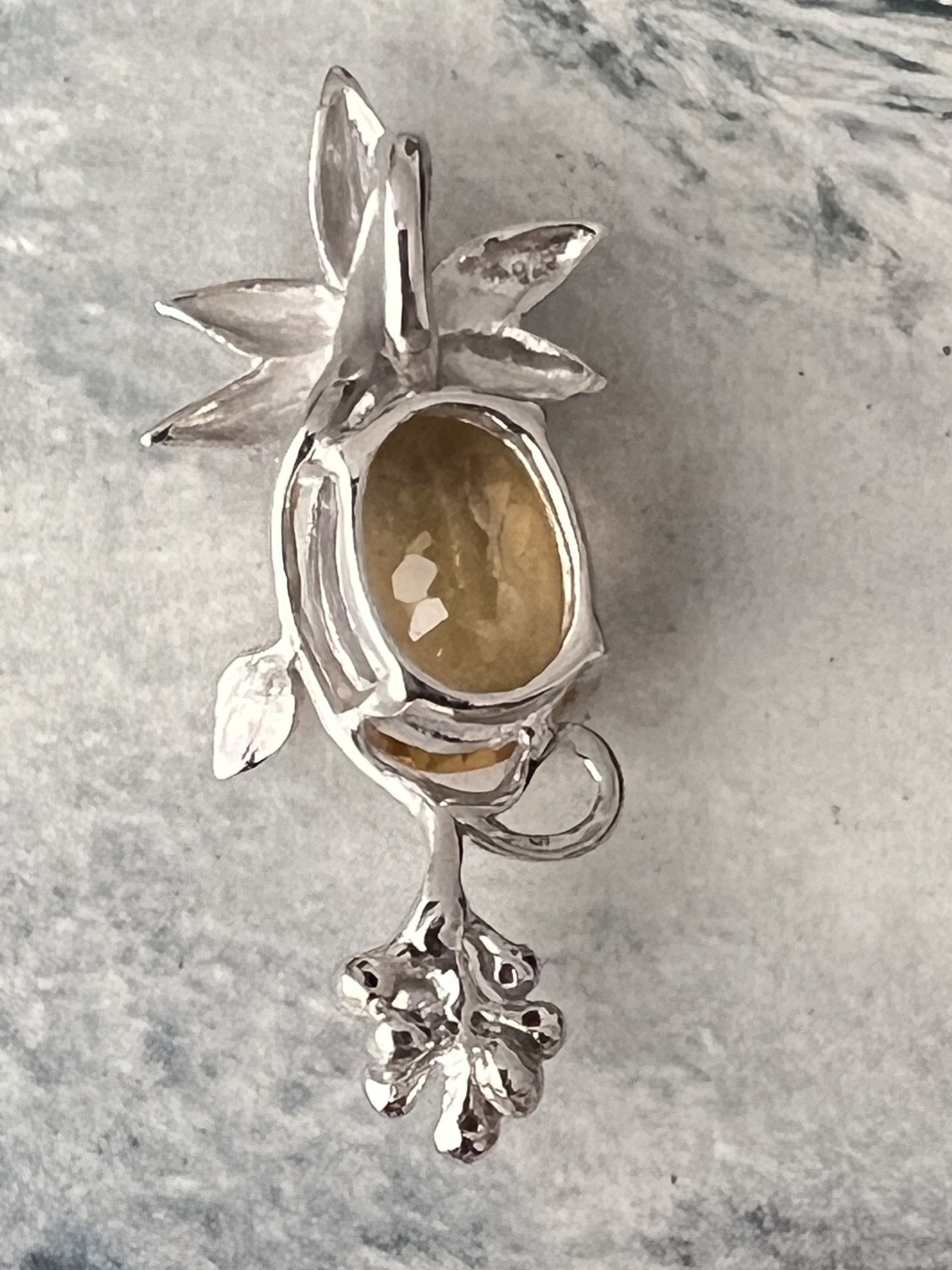 Pendentif argent plaqué or Citrine et Rubis 4