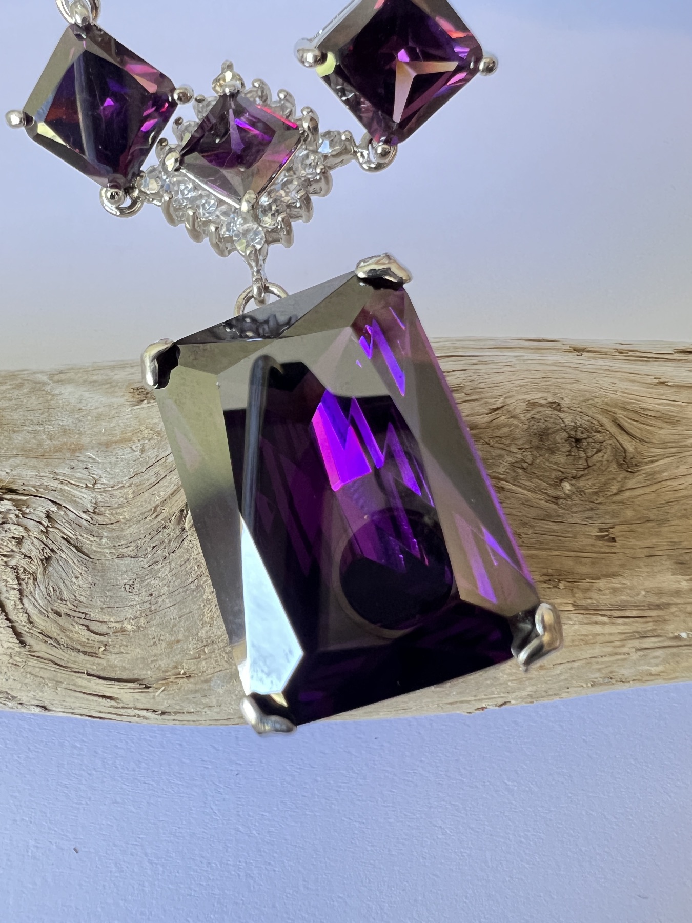 Collier Impératrice argenté et améthystes  2