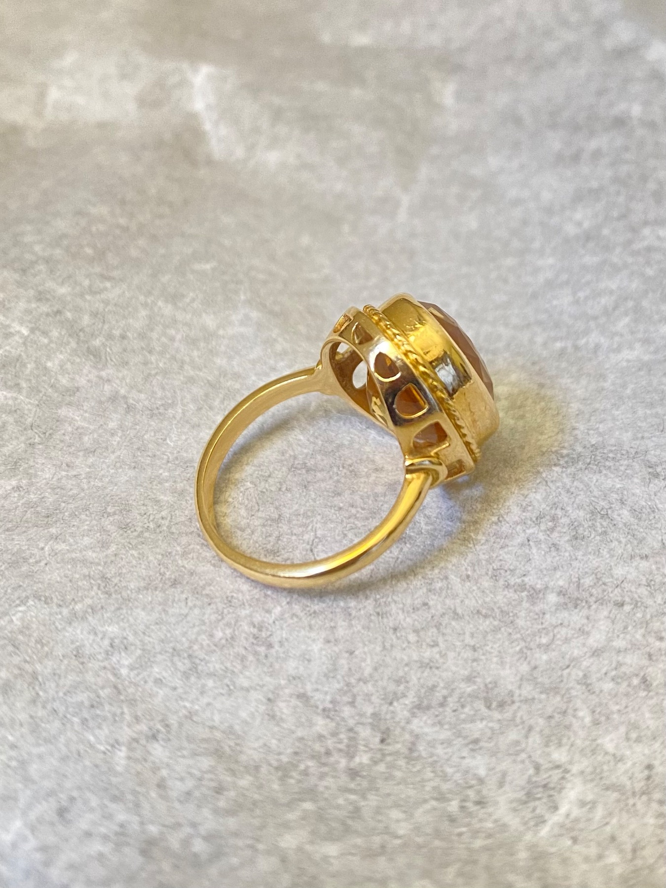 Bague cocktail citrine miel or jaune  3