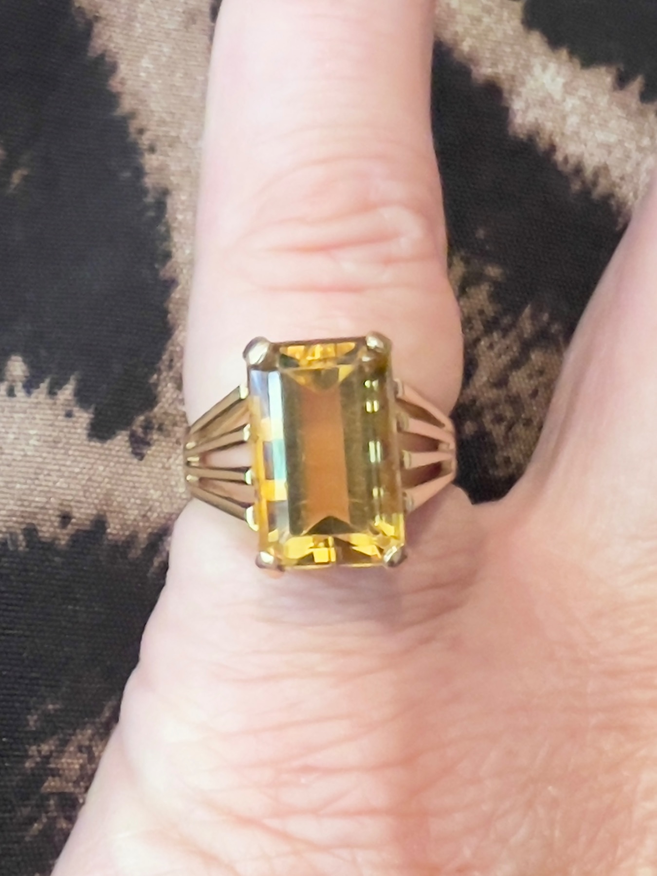 Bague cocktail citrine dorée or jaune