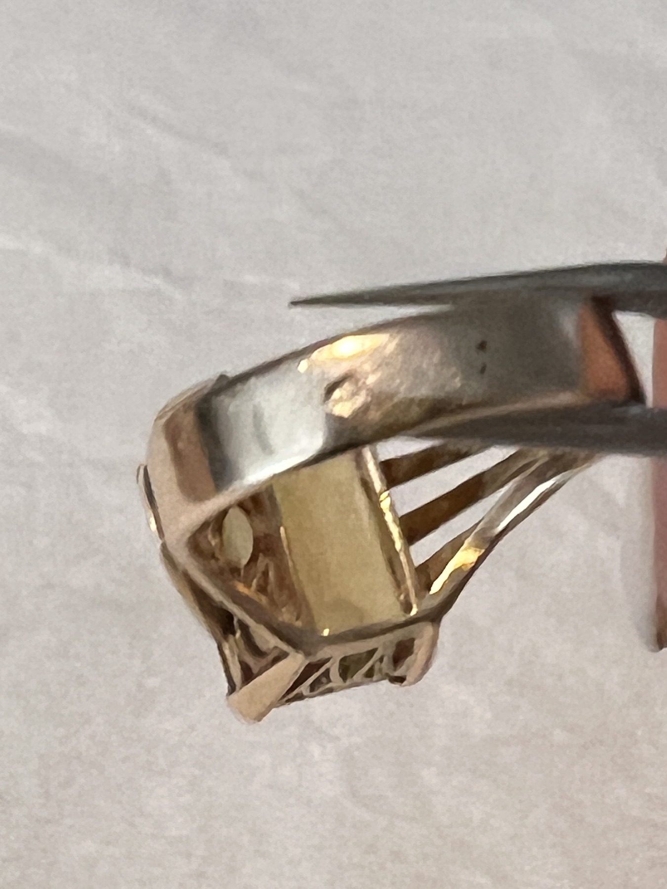 Bague cocktail citrine dorée or jaune 2