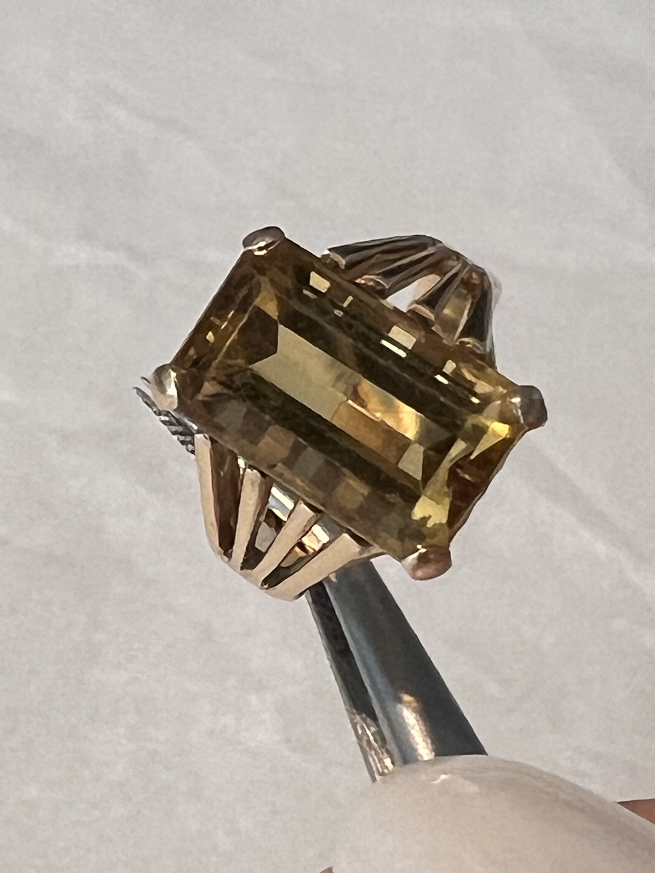 Bague cocktail citrine dorée or jaune 3