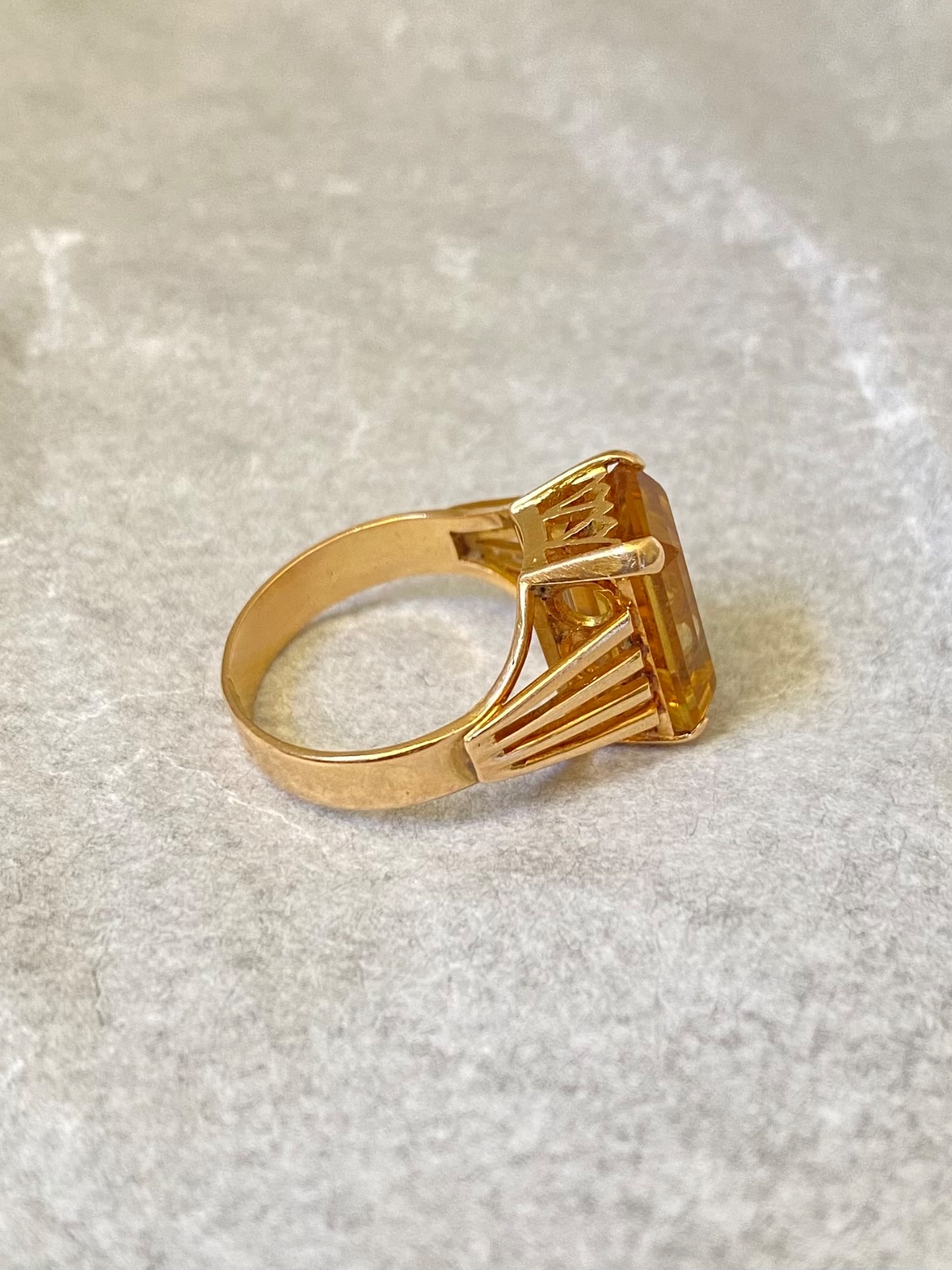 Bague cocktail citrine dorée or jaune 4