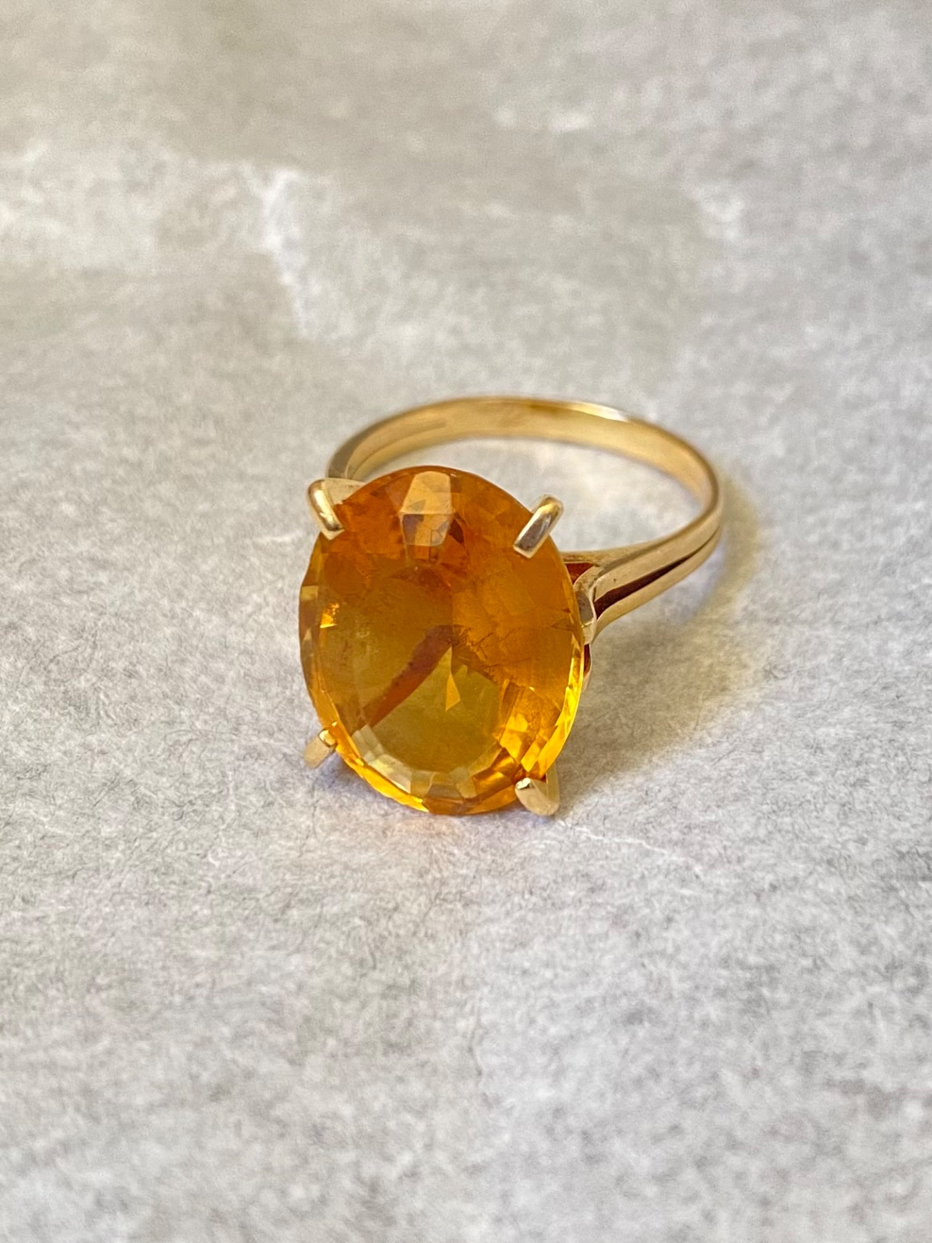 Bague cocktail citrine ambrée or jaune  2