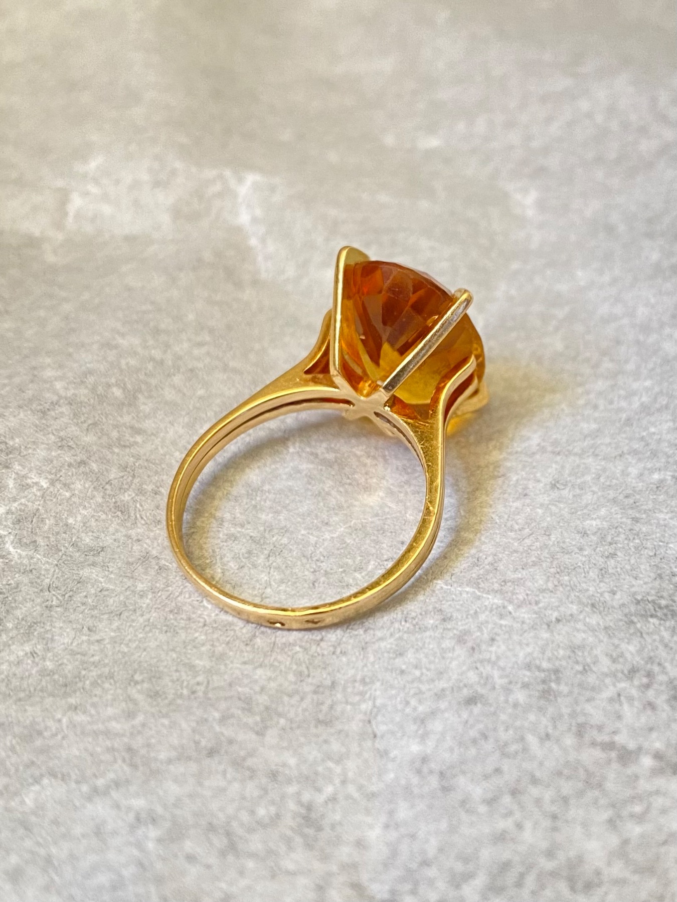 Bague cocktail citrine ambrée or jaune  3