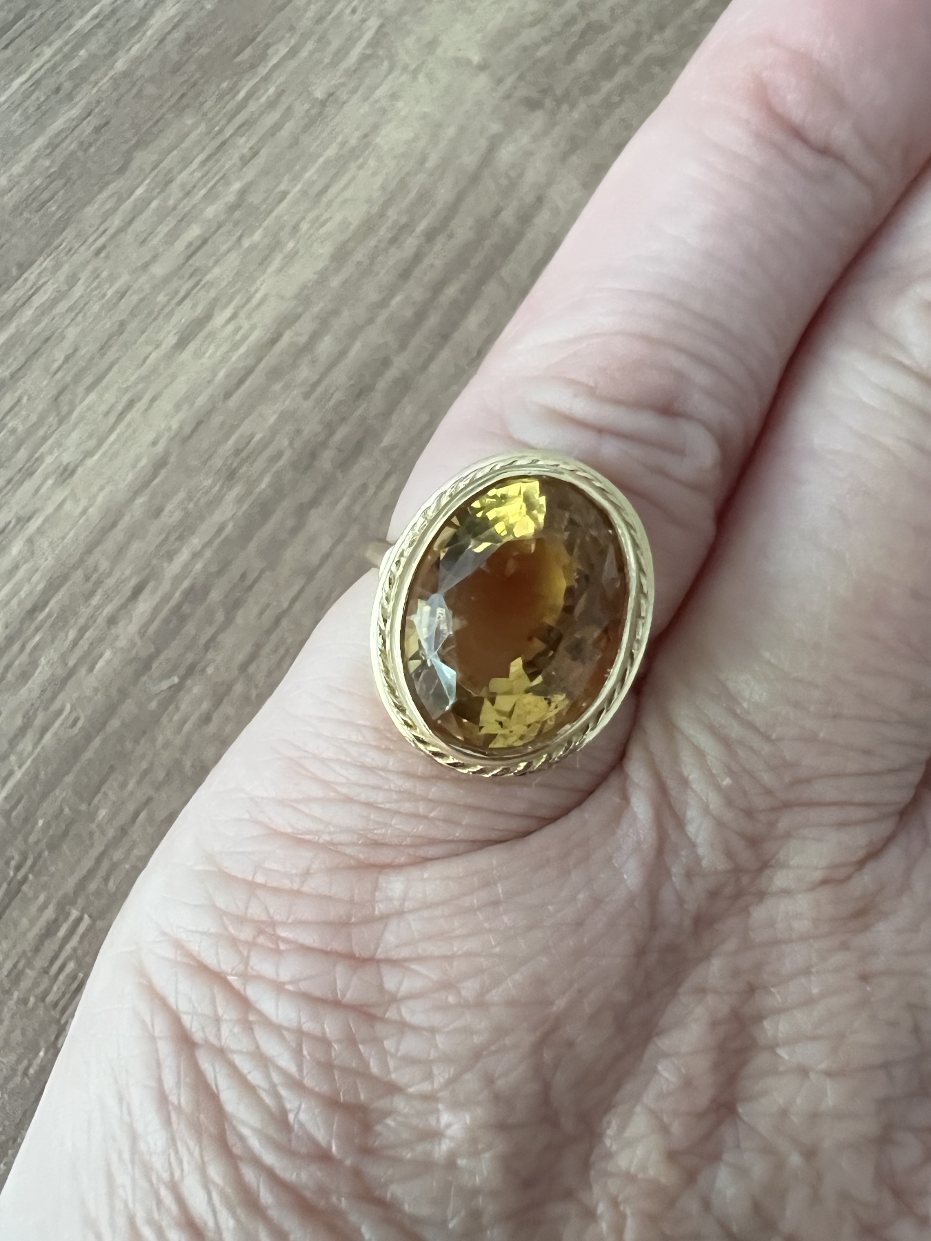 Bague cocktail citrine miel or jaune  4
