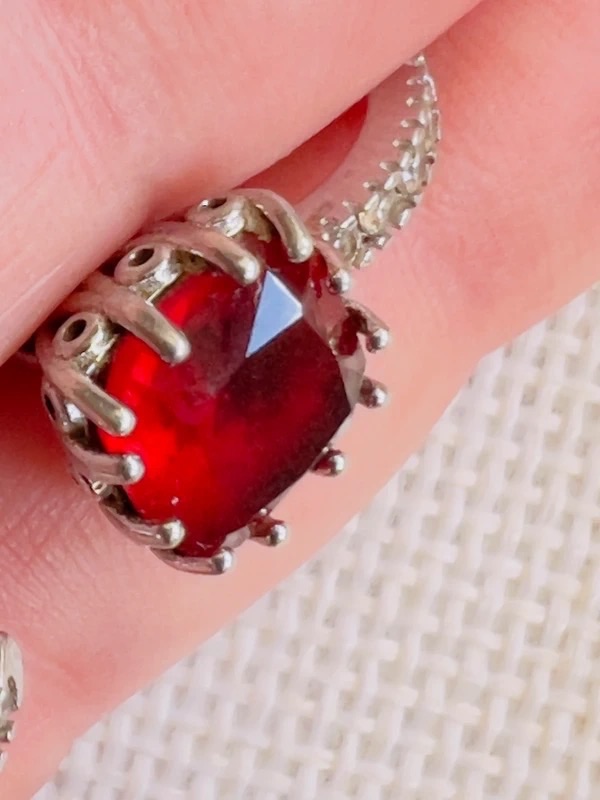 Boucles d’oreilles argent 925 pierre rouge 3