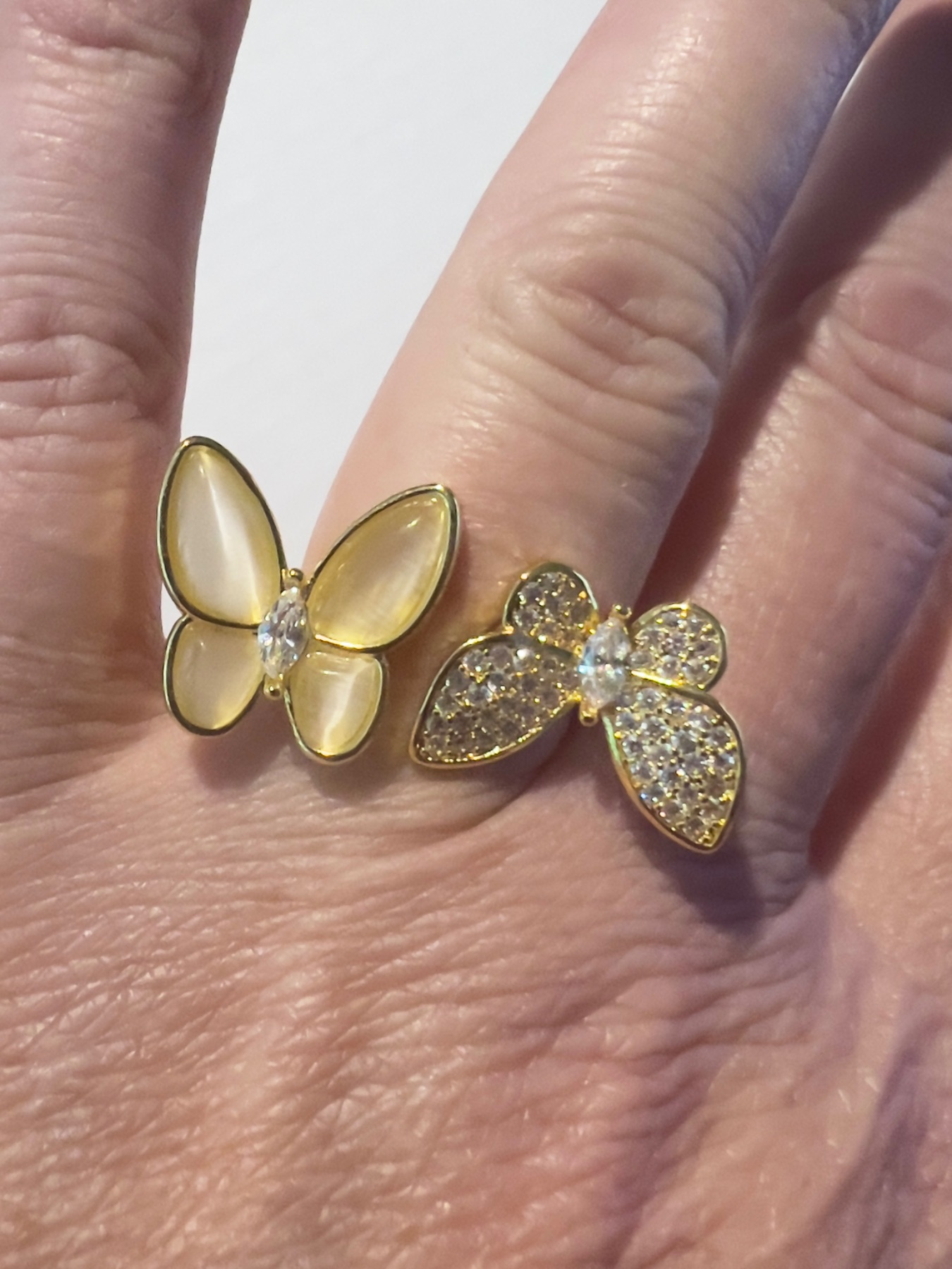 Bague dorée papillon 2