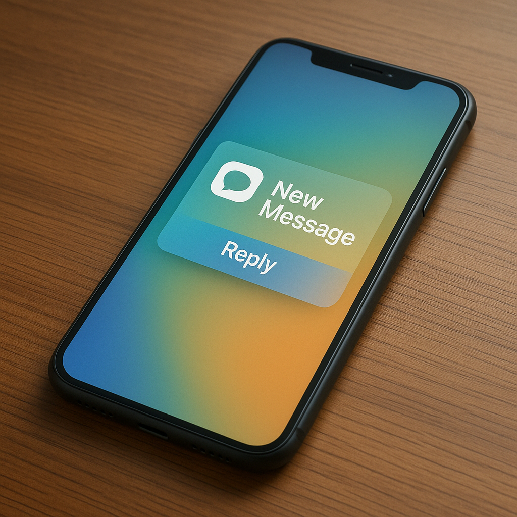 A smartphone with a gradient screen displaying a 