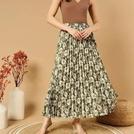 Floral Printed A-Line Maxi Skirt