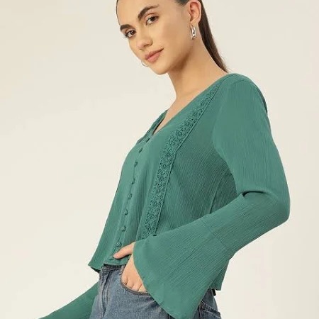 Flared Sleeves Crop Top