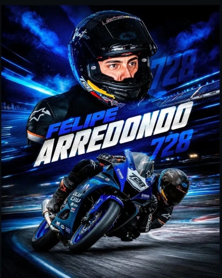 Flyer de carrera de motos — diseño deportivo azul