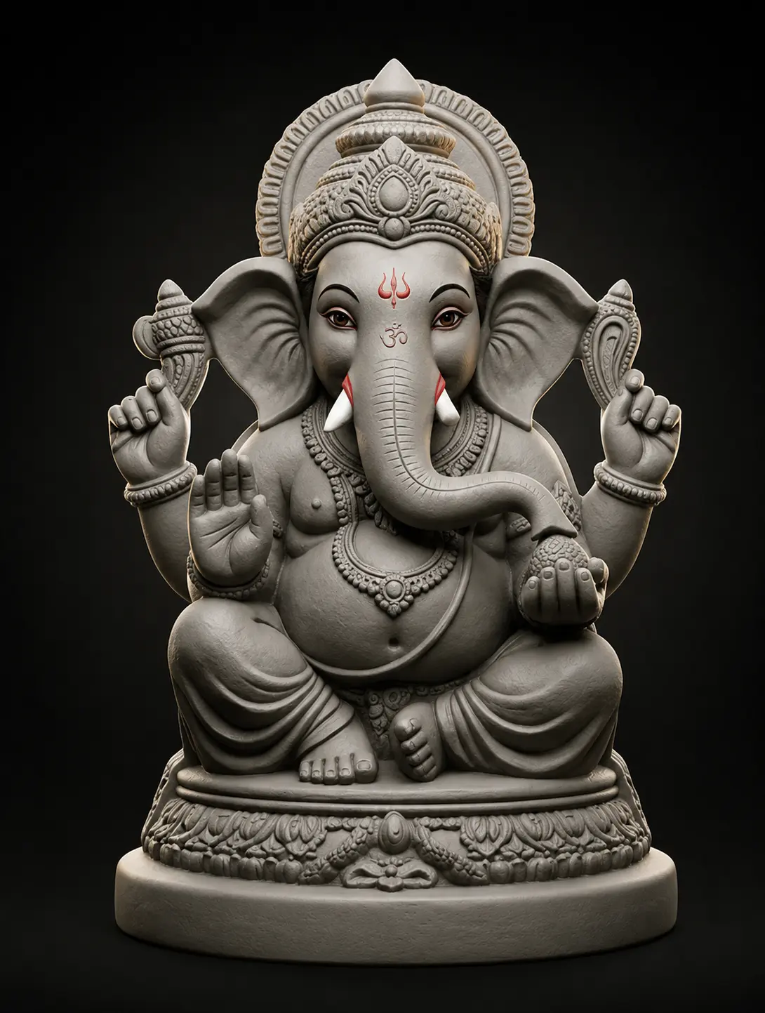 Left-facing Vamamukhi trunk Ganesha idol for home worship