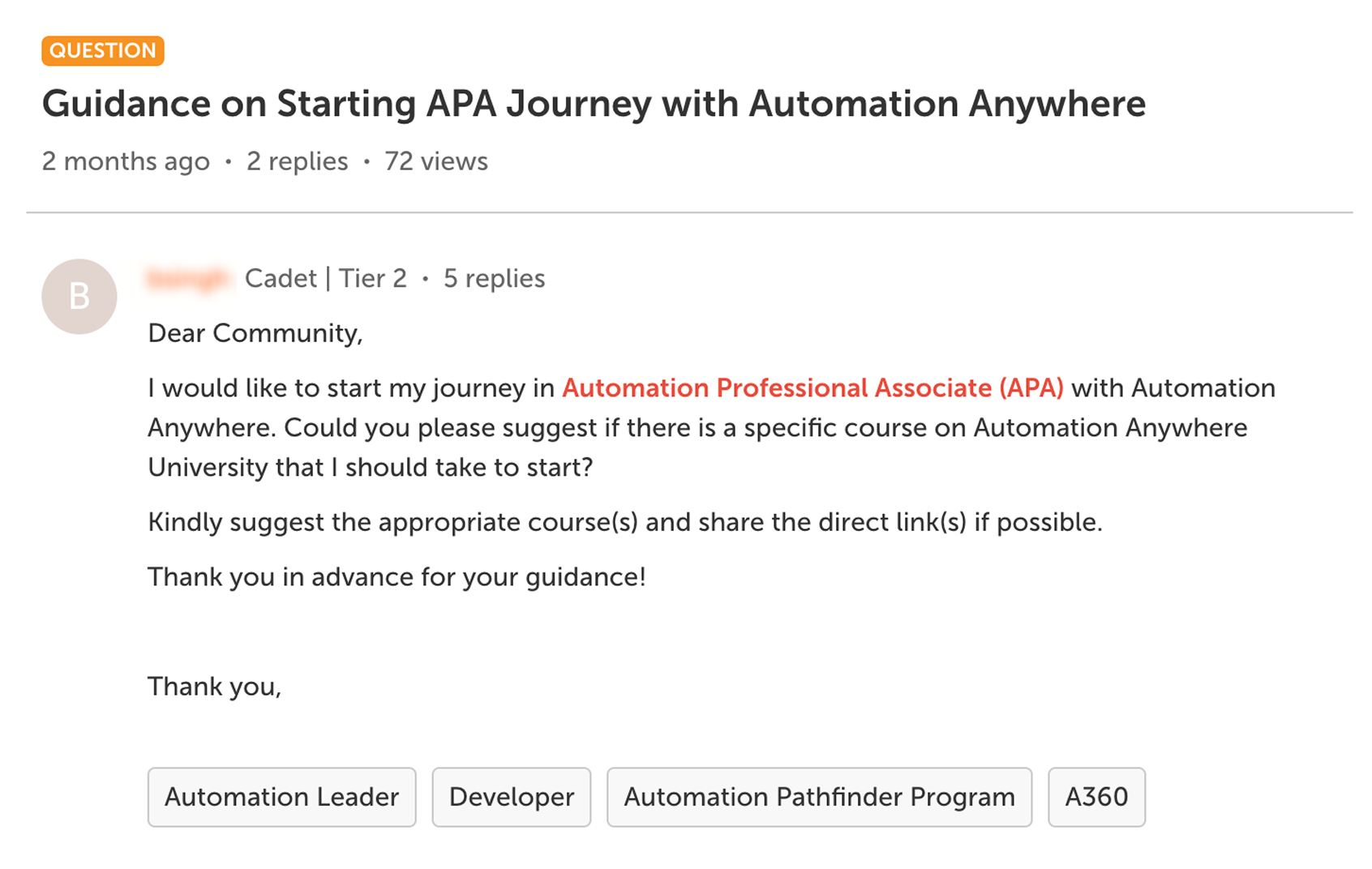 Forum post: user asking where to start