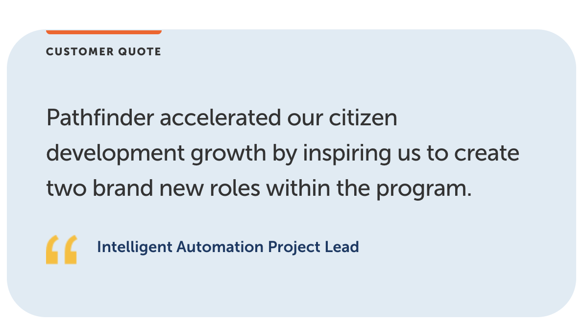 Customer quote about Pathfinder