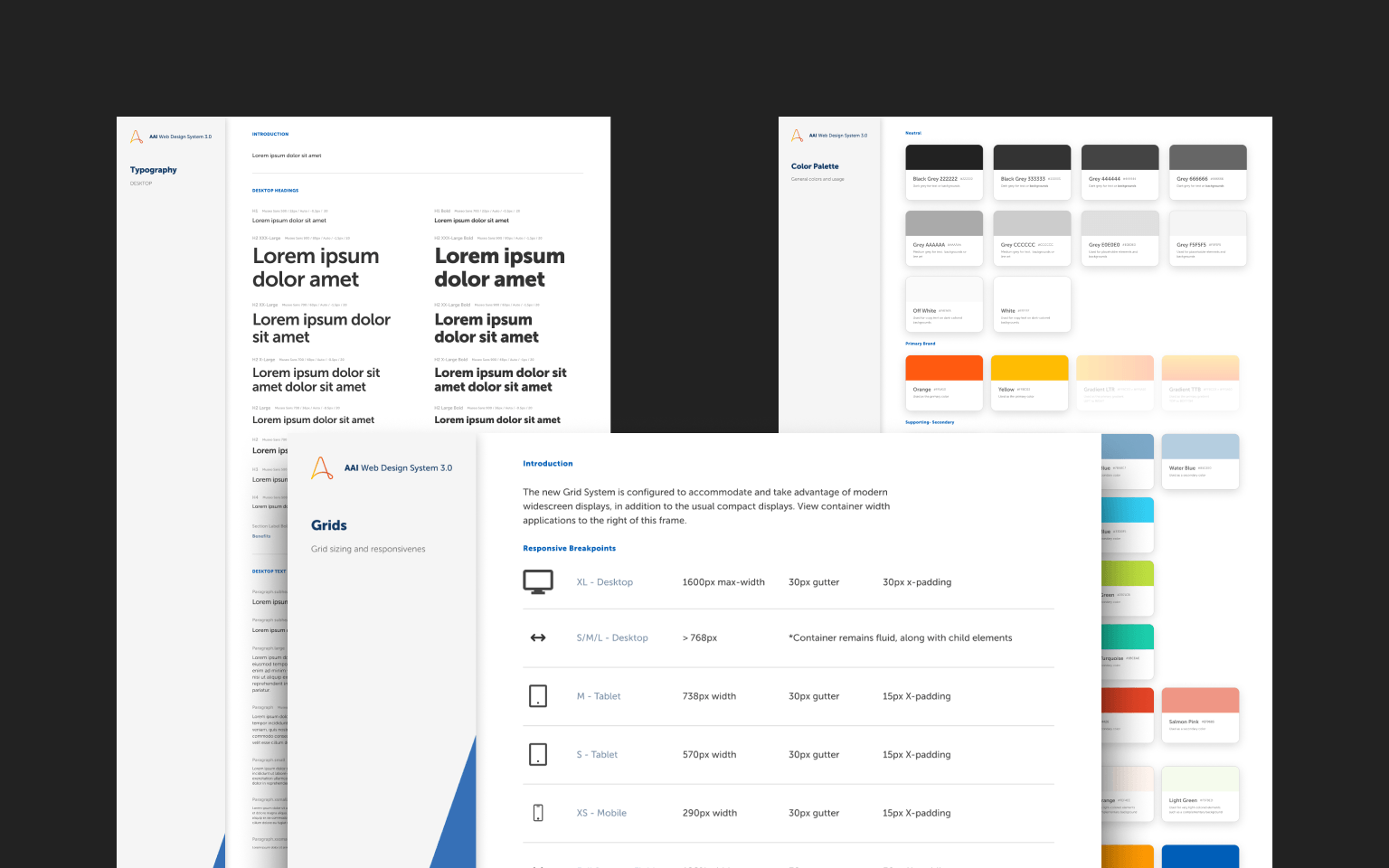 Visual language — color palette, typography, gradients, space tokens