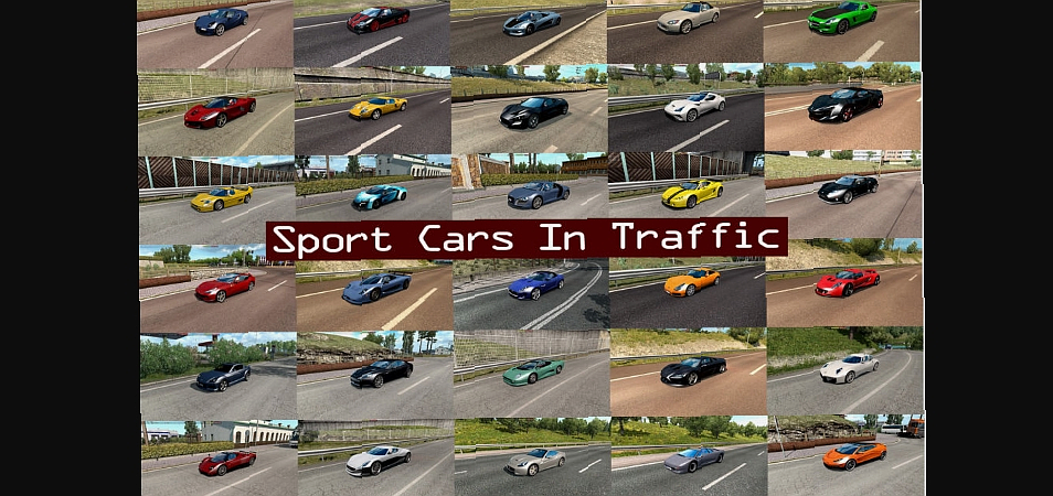 МОД Sport Cars Traffic Pack v12.7.9 ДЛЯ EURO TRUCK SIMULATOR 2