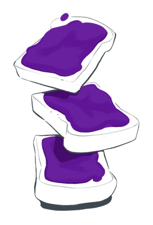 A stack of jam toast