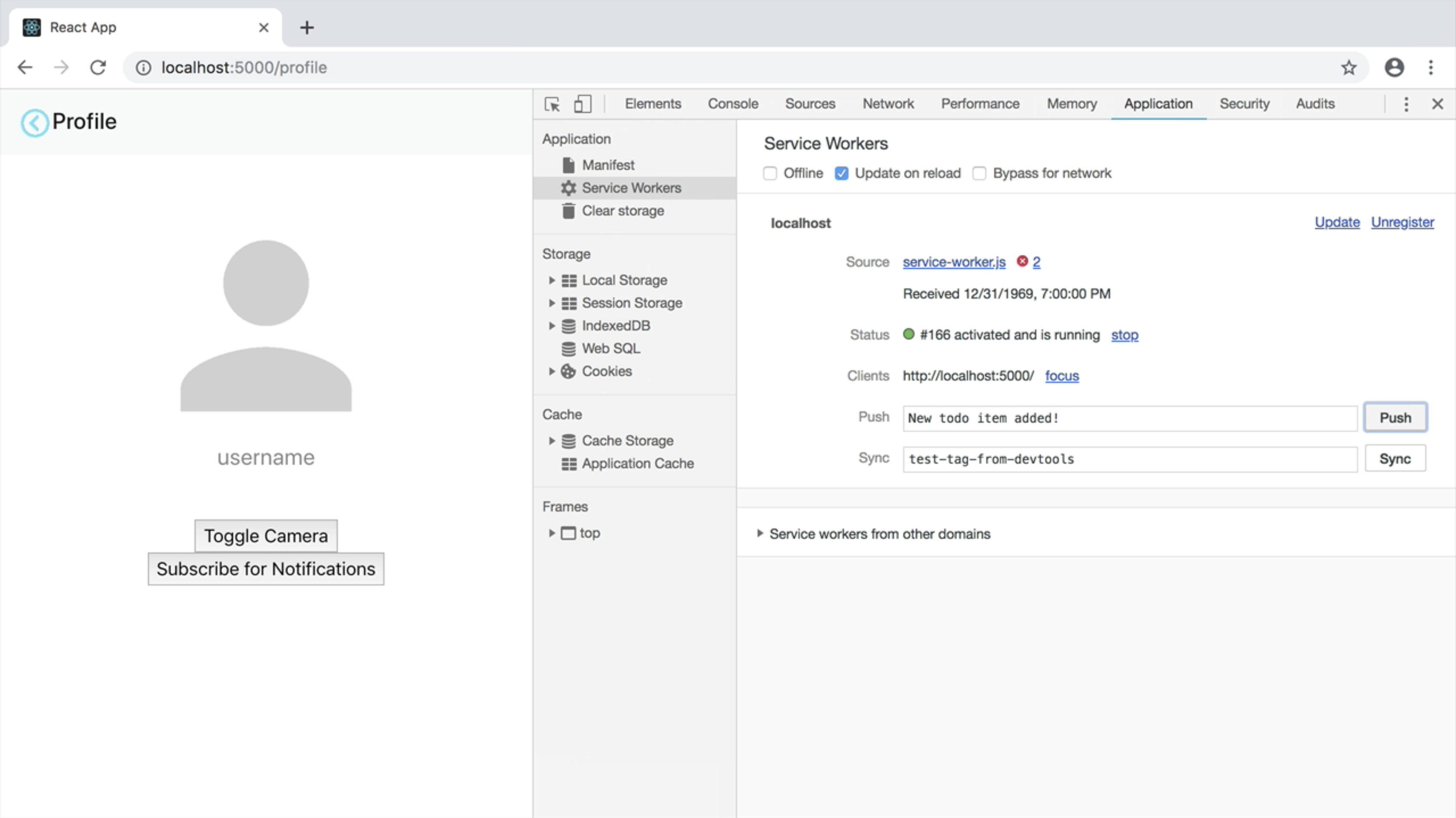 image showing the addition of a message in the application tab