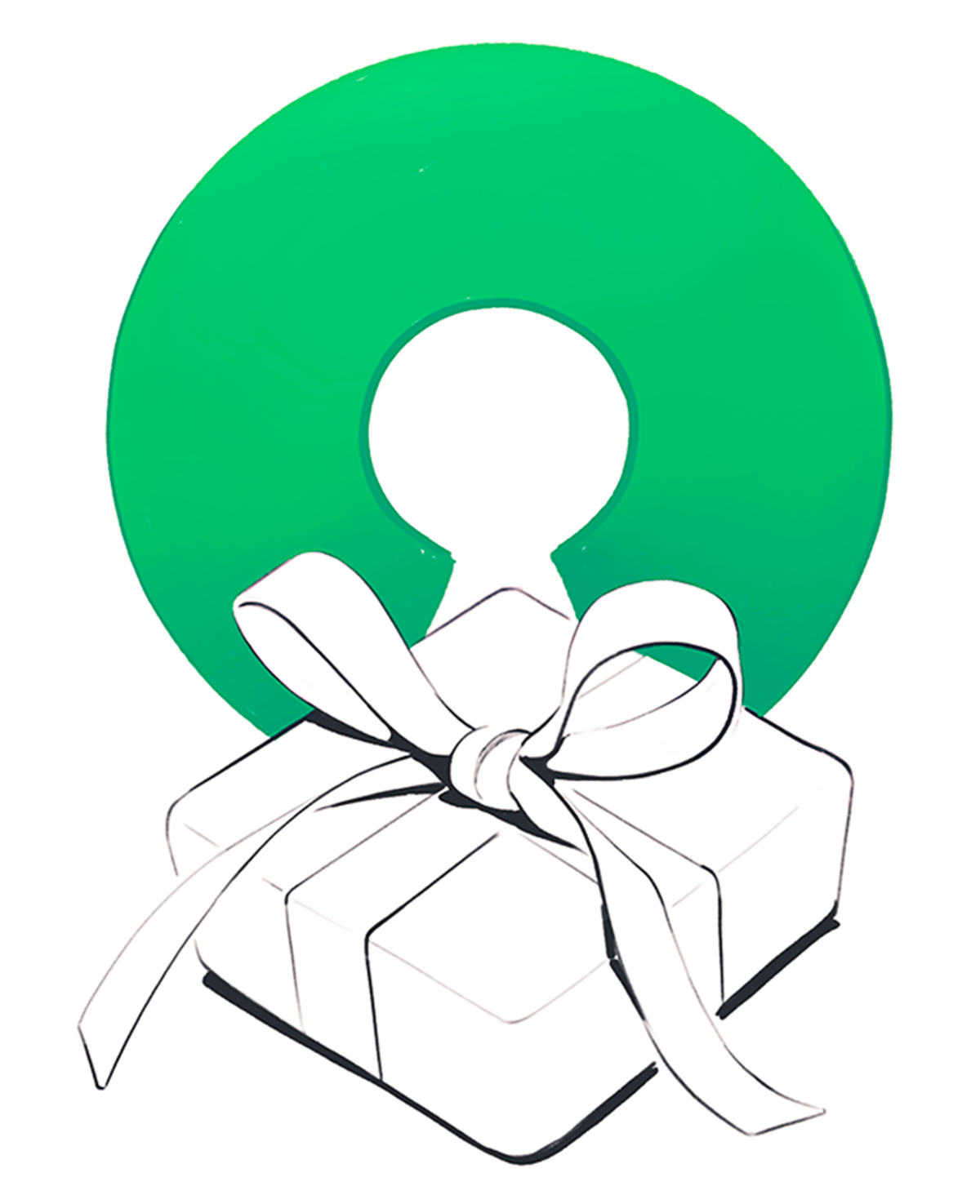 Illustration of a gift and the open source software symbol