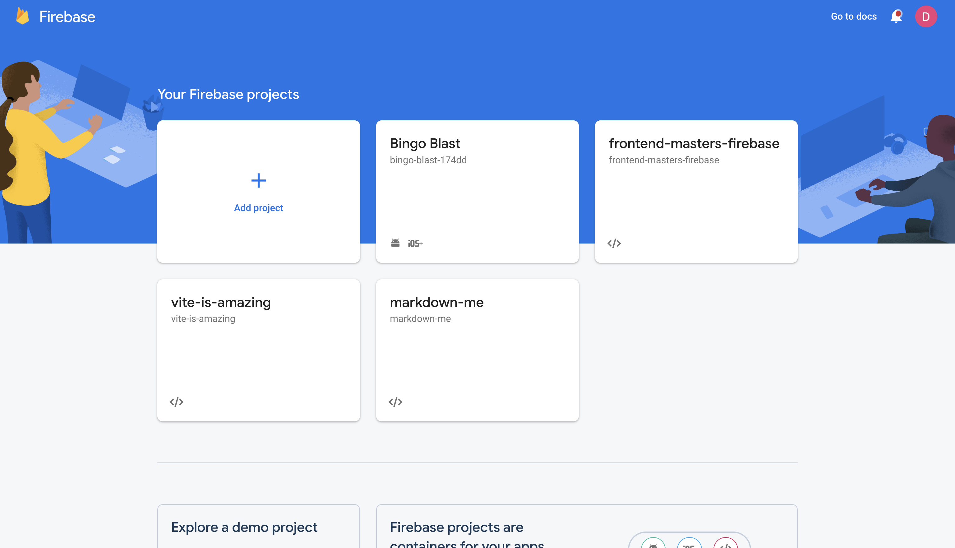 firebase console project