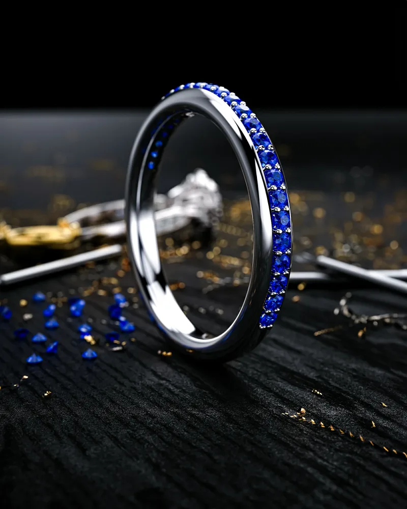 Angled view of diamond solitaire ring.