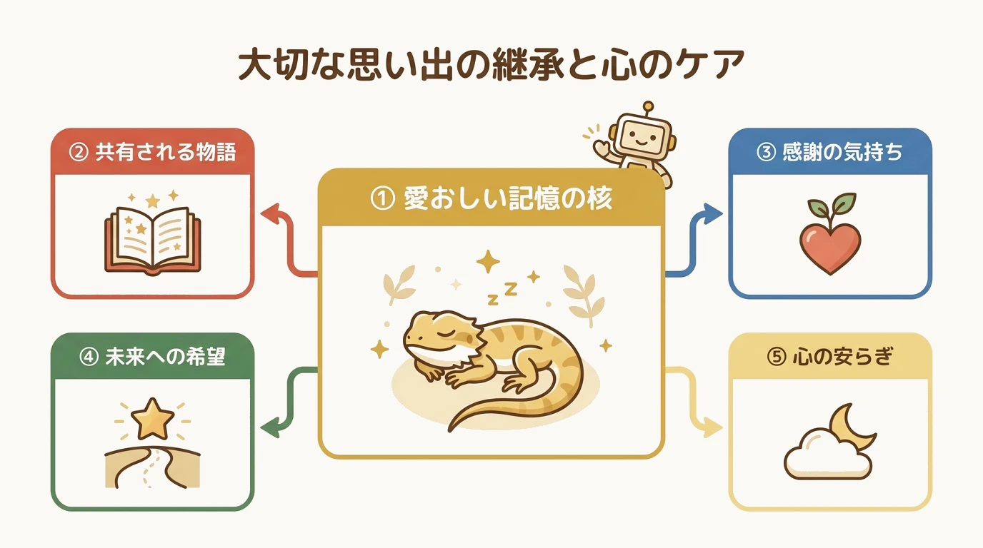 星空に向かって優しく寝るフトアゴヒゲトカゲのイラスト