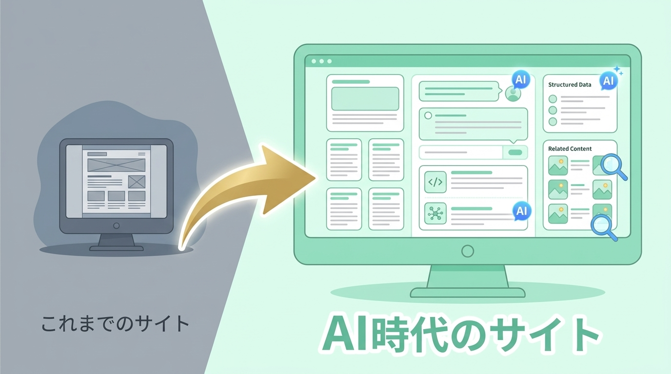 リニューアル前後で運用負荷とサイト構造がどう変わるかを比較した図解