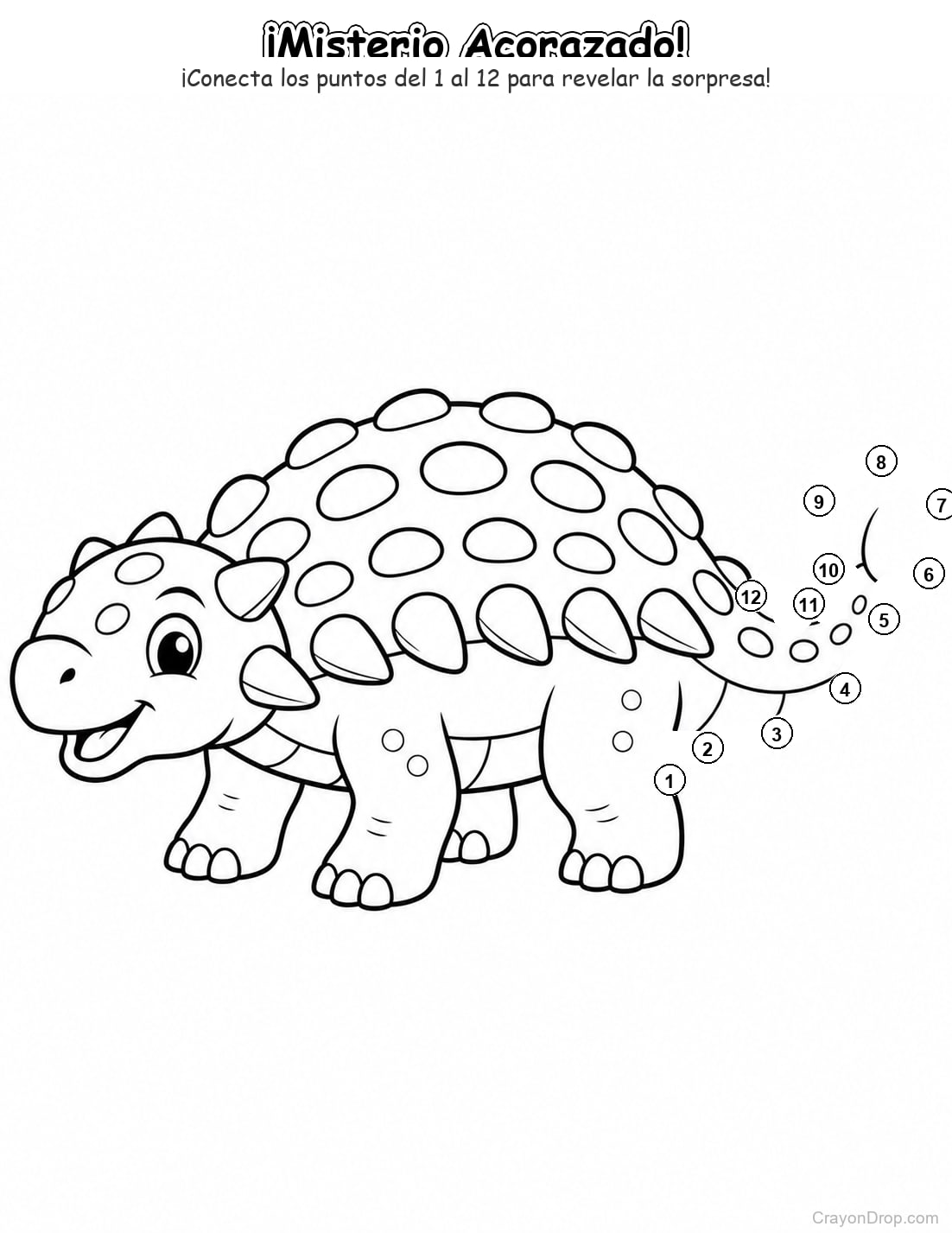 Ap Dinosaurs Connect Dots página para colorear