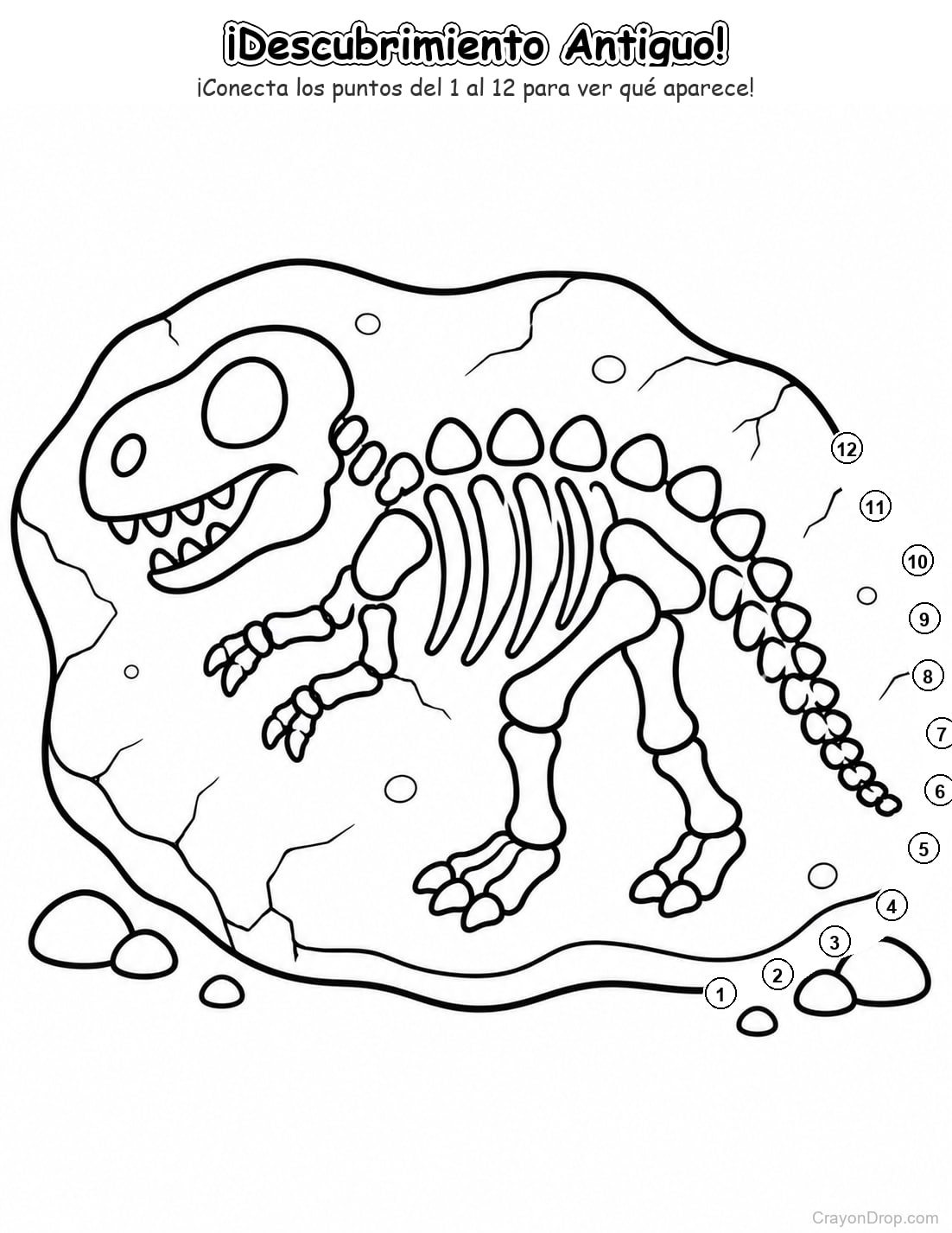 Ap Dinosaurs Connect Dots página para colorear