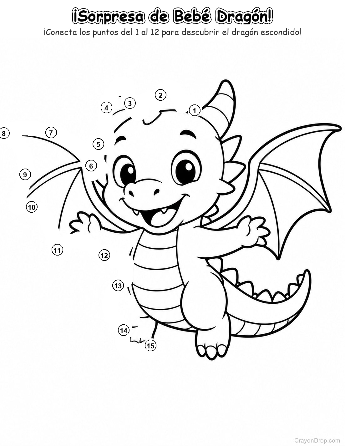 Ap Dragons Connect Dots página para colorear