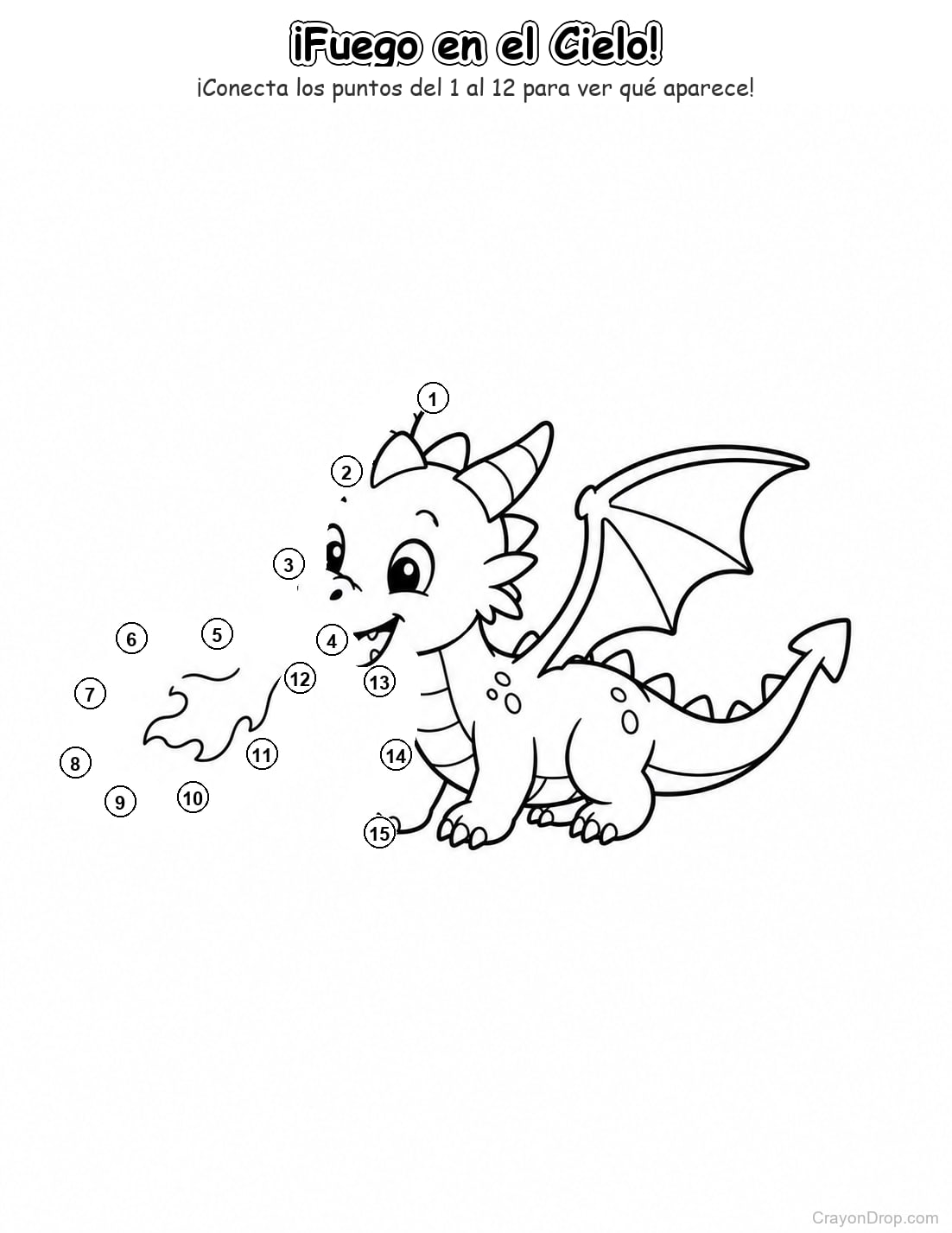 Ap Dragons Connect Dots página para colorear
