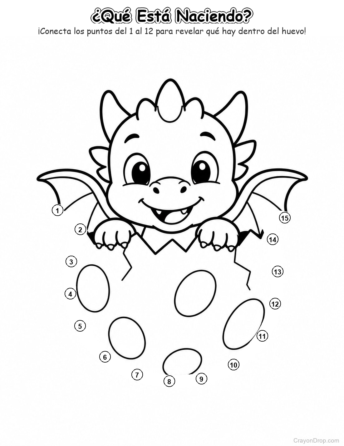 Ap Dragons Connect Dots página para colorear