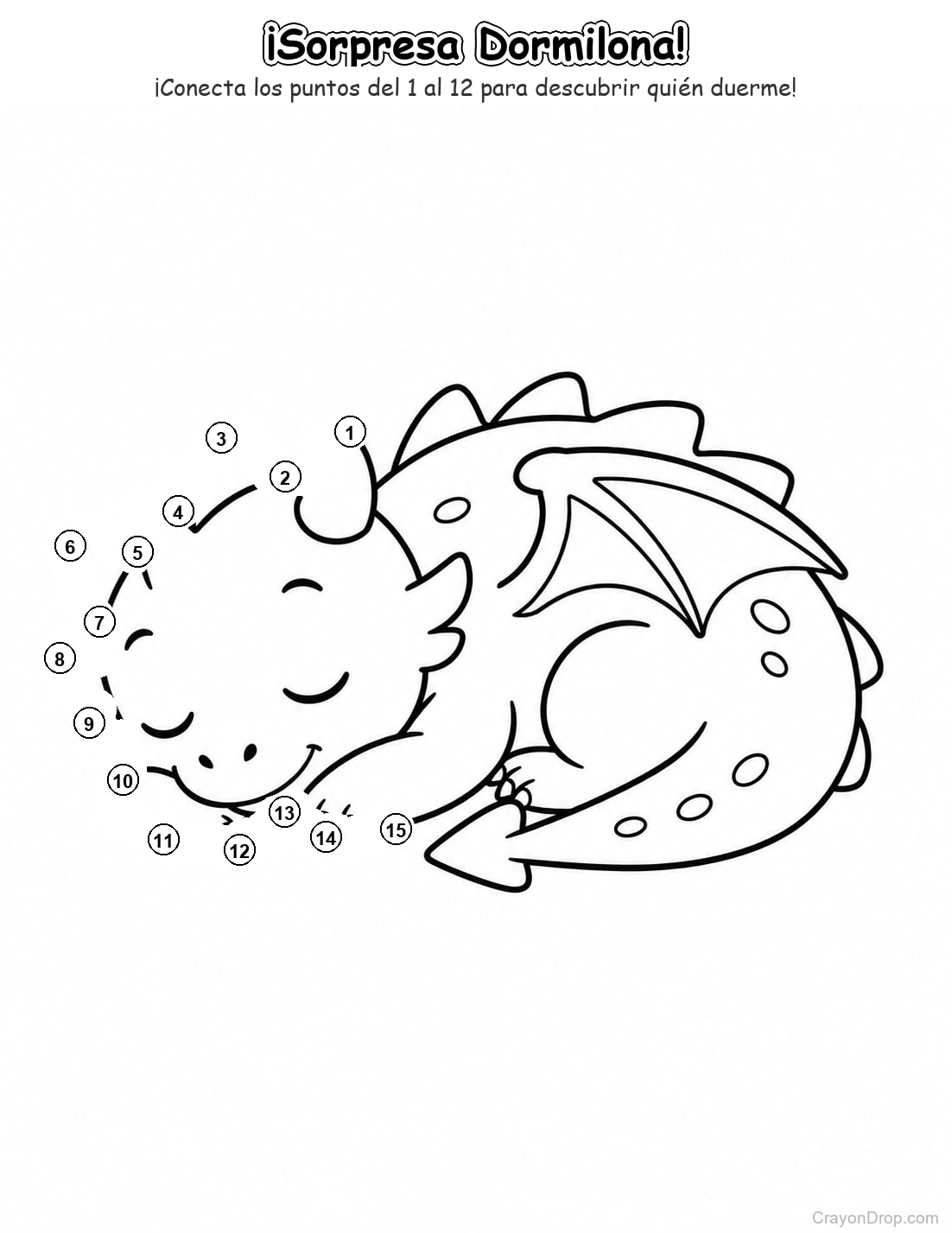 Ap Dragons Connect Dots página para colorear