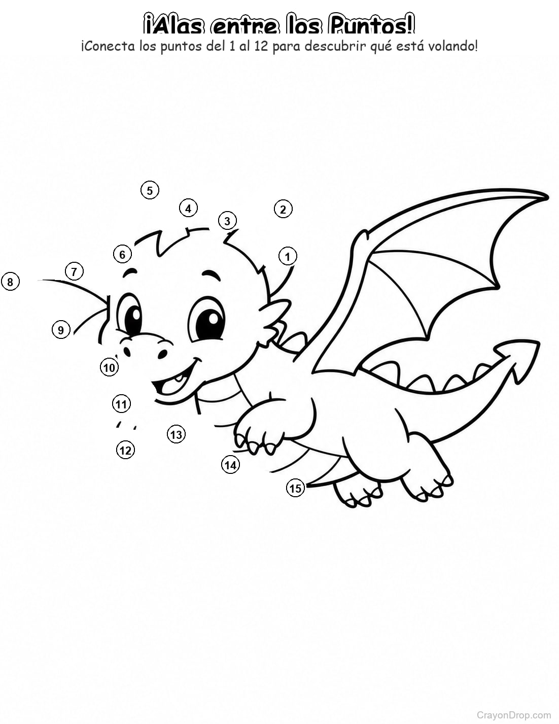 Ap Dragons Connect Dots página para colorear