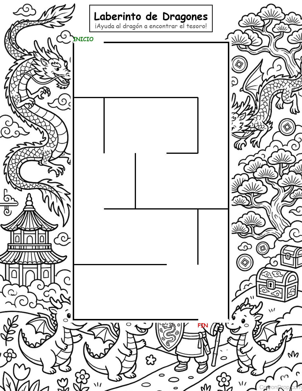 Maze Dragons página para colorear