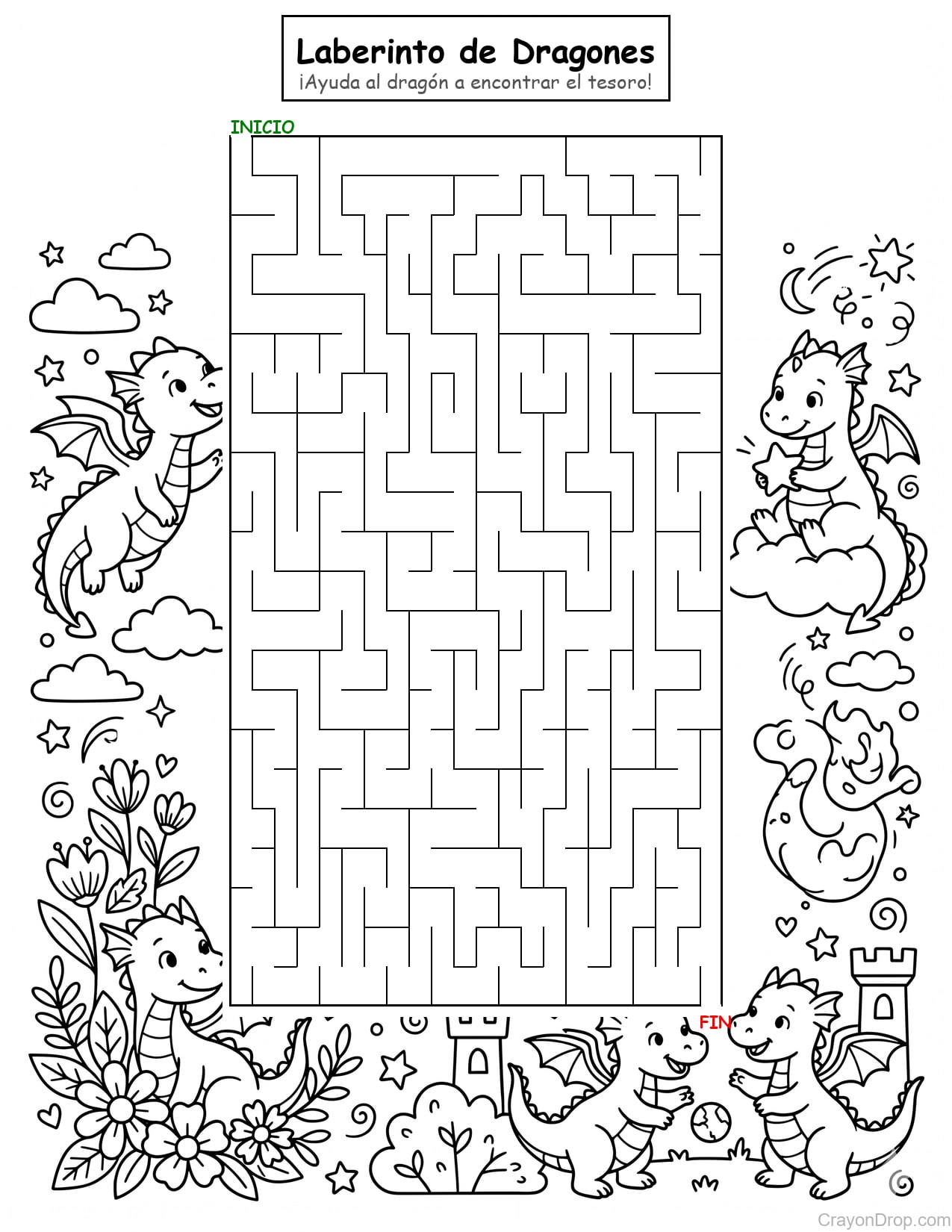 Maze Dragons Hard página para colorear
