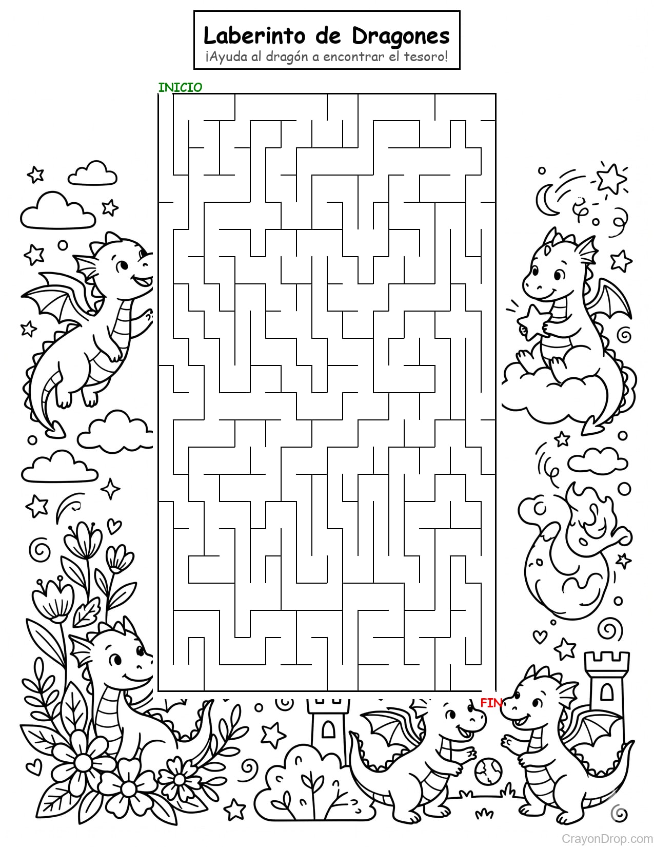 Maze Dragons Hard página para colorear